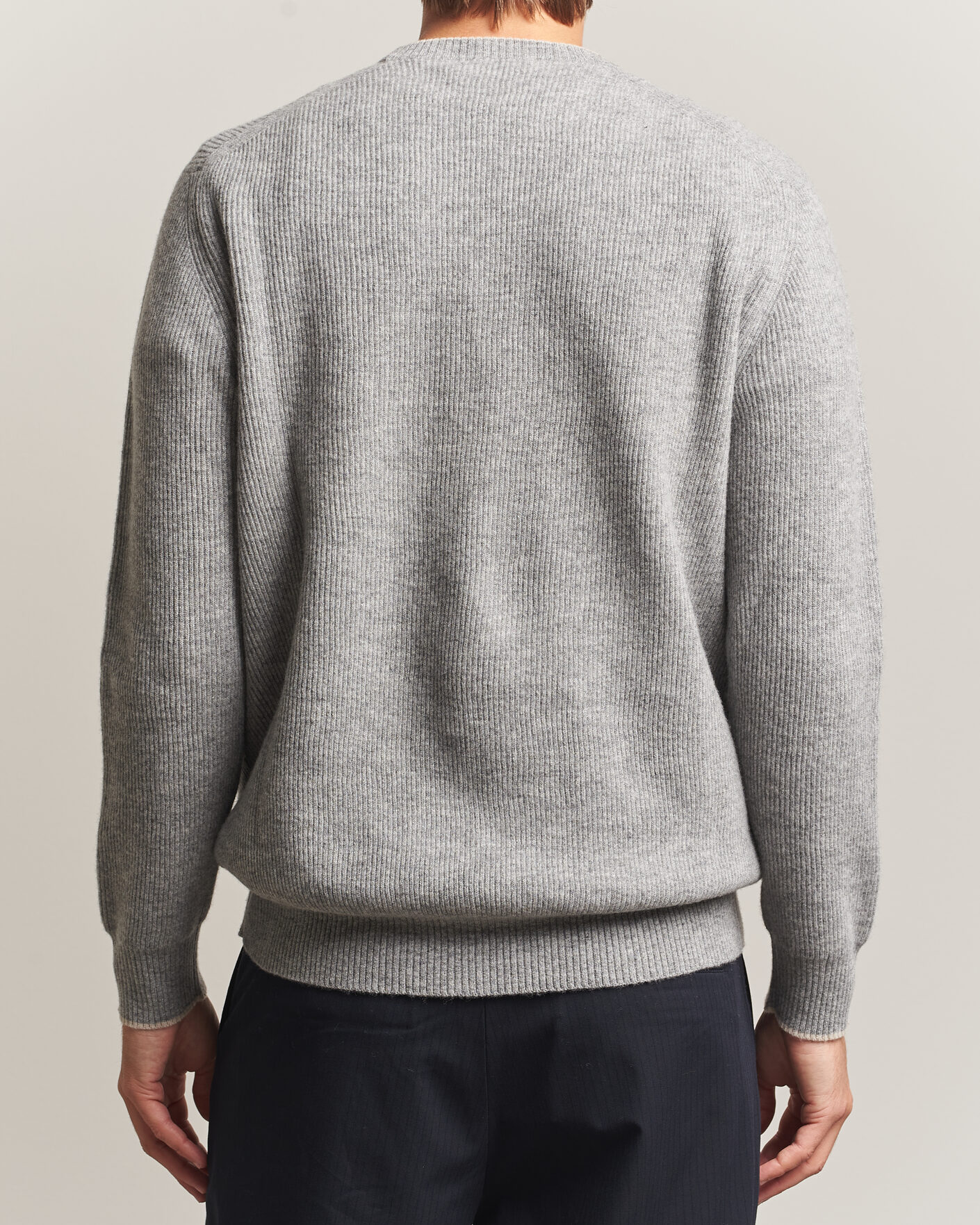 Herre | Gensere | Altea | Rib Wool Raglan Sweater Light Grey