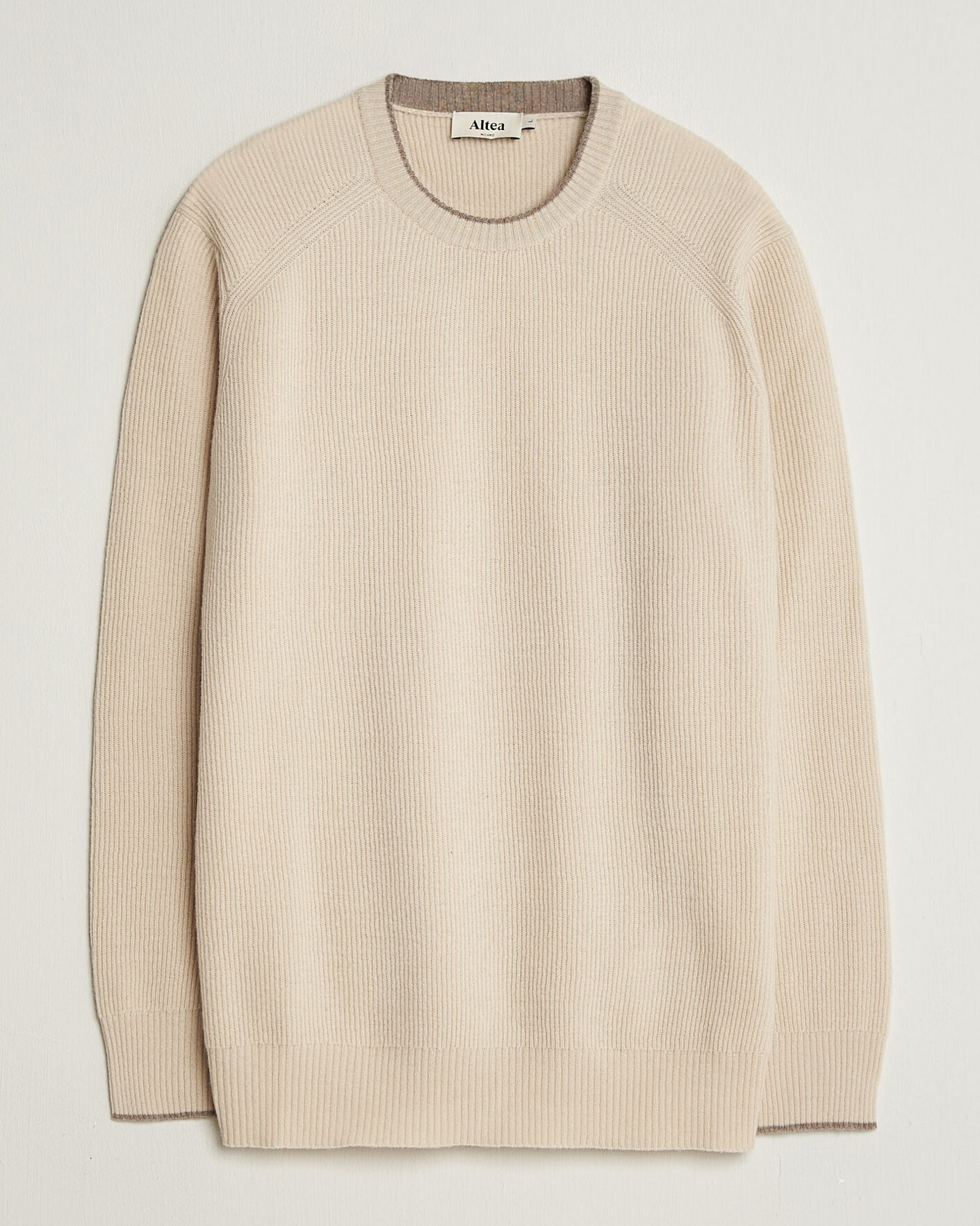 Herre | Gensere | Altea | Rib Wool Raglan Sweater Cream