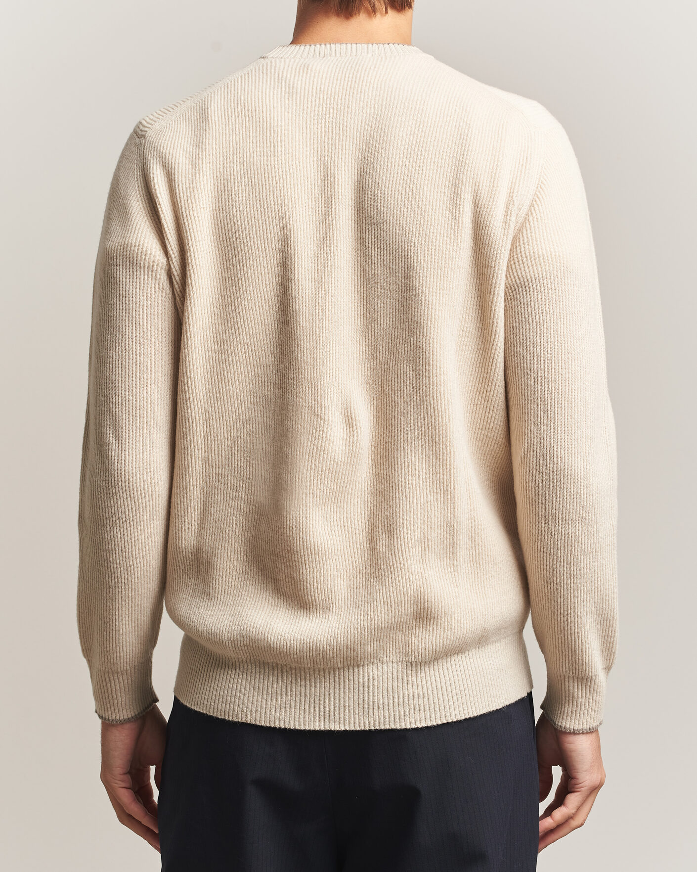 Herre | Gensere | Altea | Rib Wool Raglan Sweater Cream