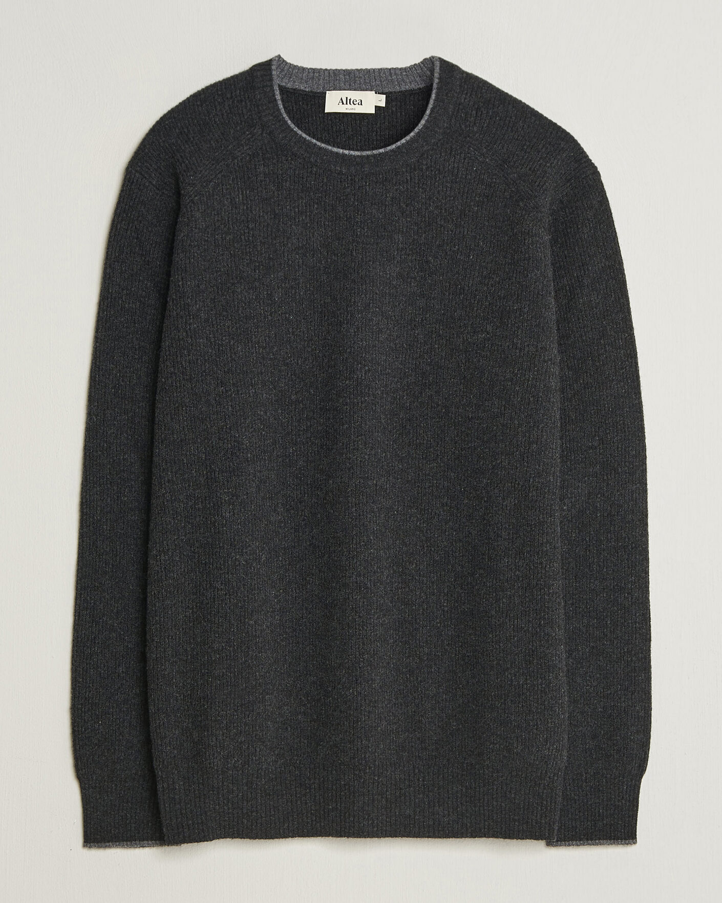 Herre | Gensere | Altea | Rib Wool Raglan Sweater Charcoal