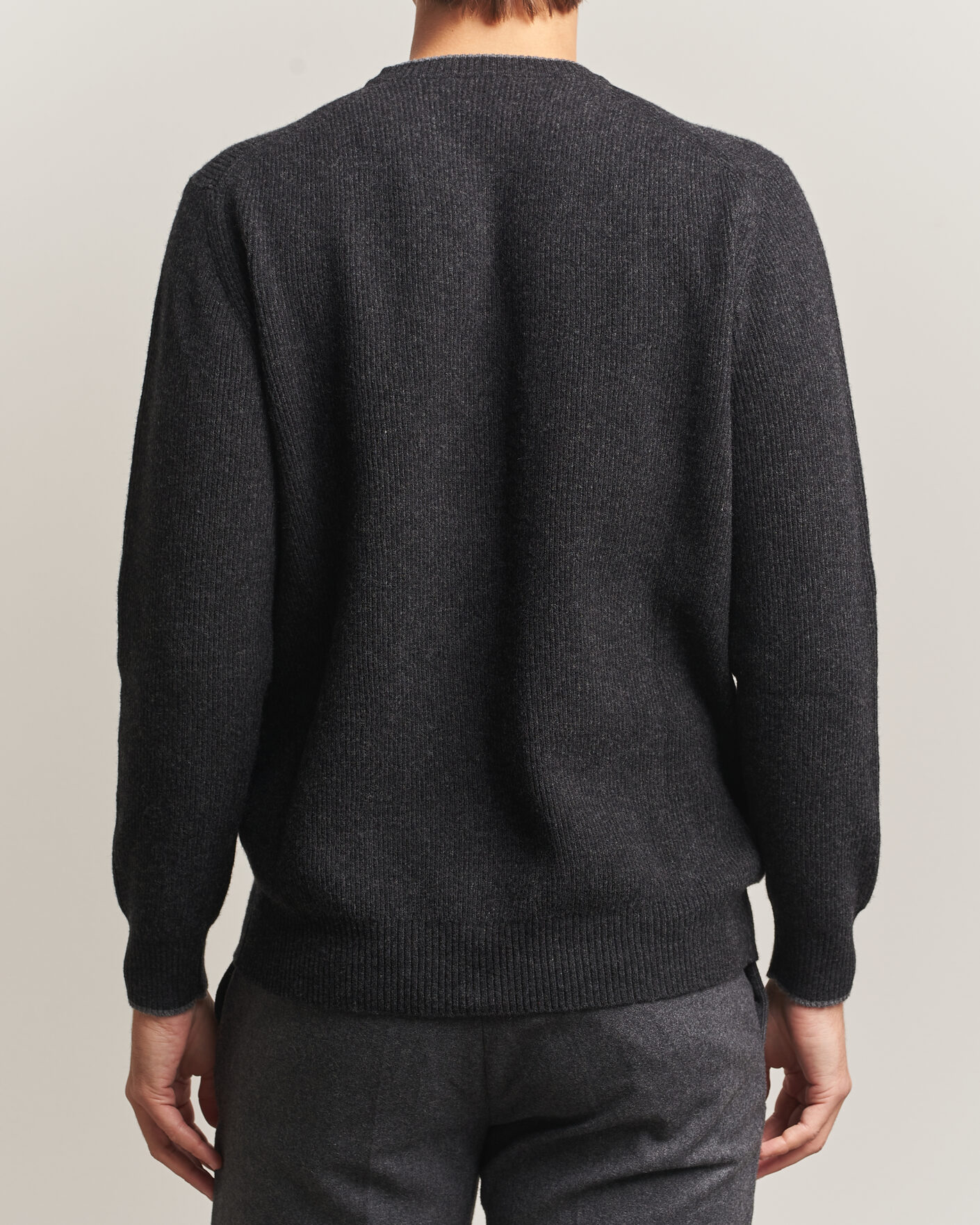Herre | Gensere | Altea | Rib Wool Raglan Sweater Charcoal