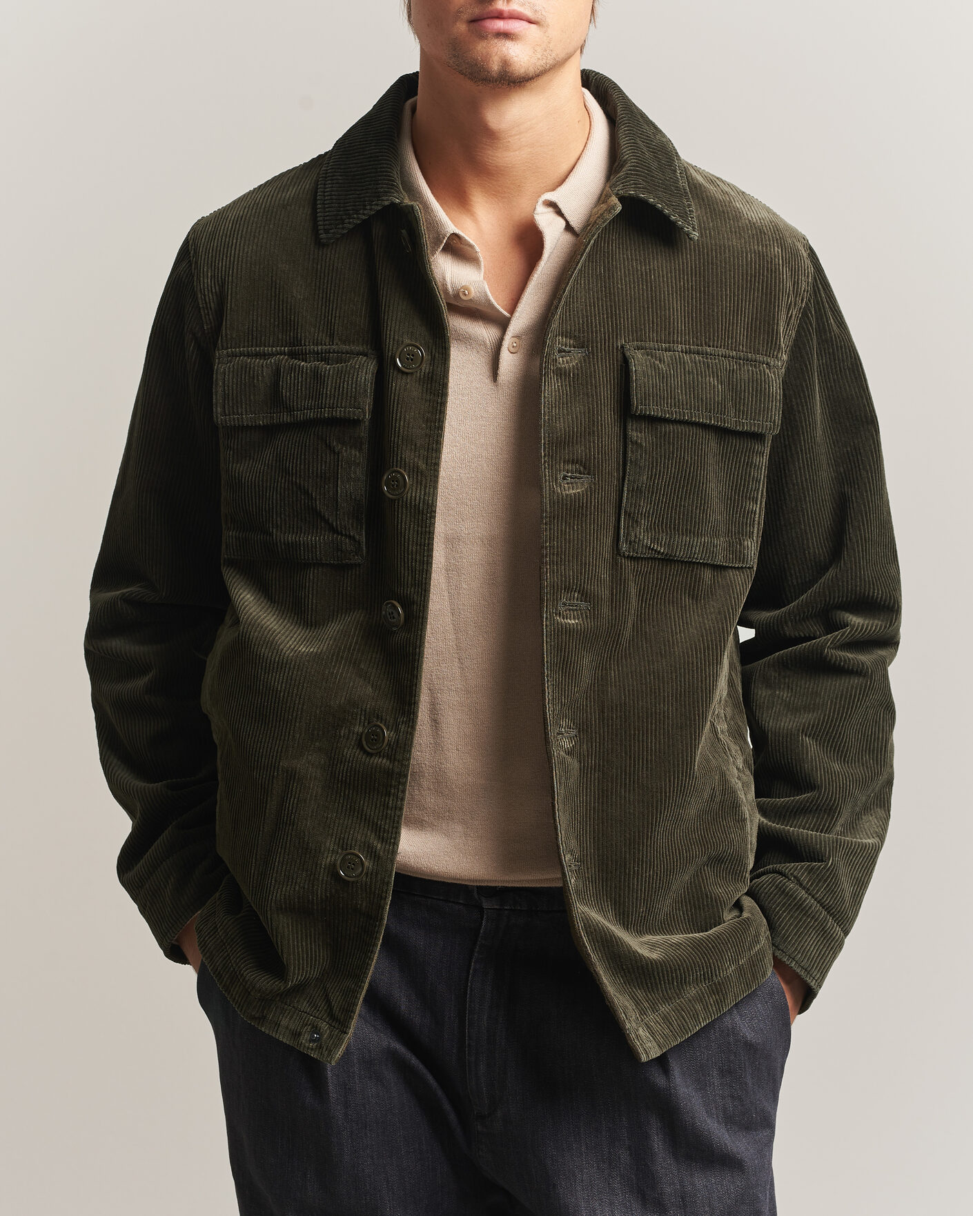 Herre | Jakker | Aspesi | Tigre Corduroy Shirt Jacket Military