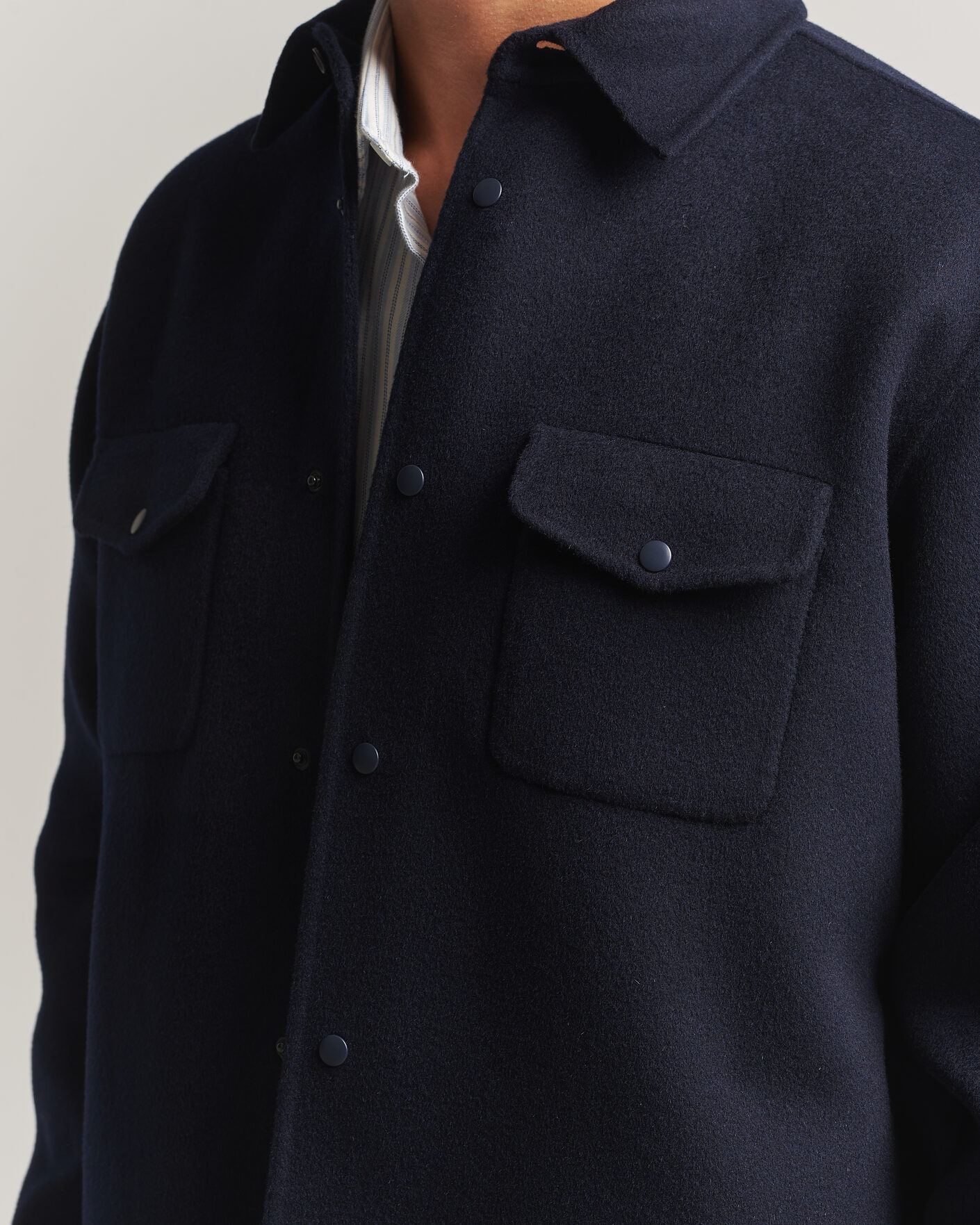 Herre | Jakker | Aspesi | Double Wool Shirt Jacket Navy