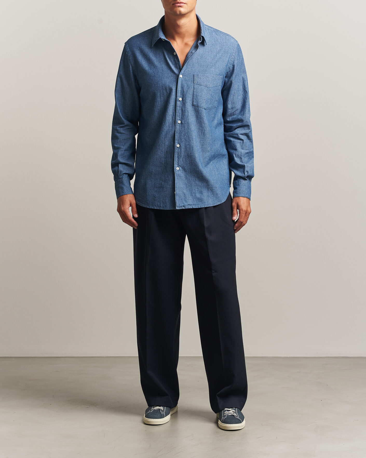 Herre | Skjorter | Aspesi | Chambray Shirt Blue Denim