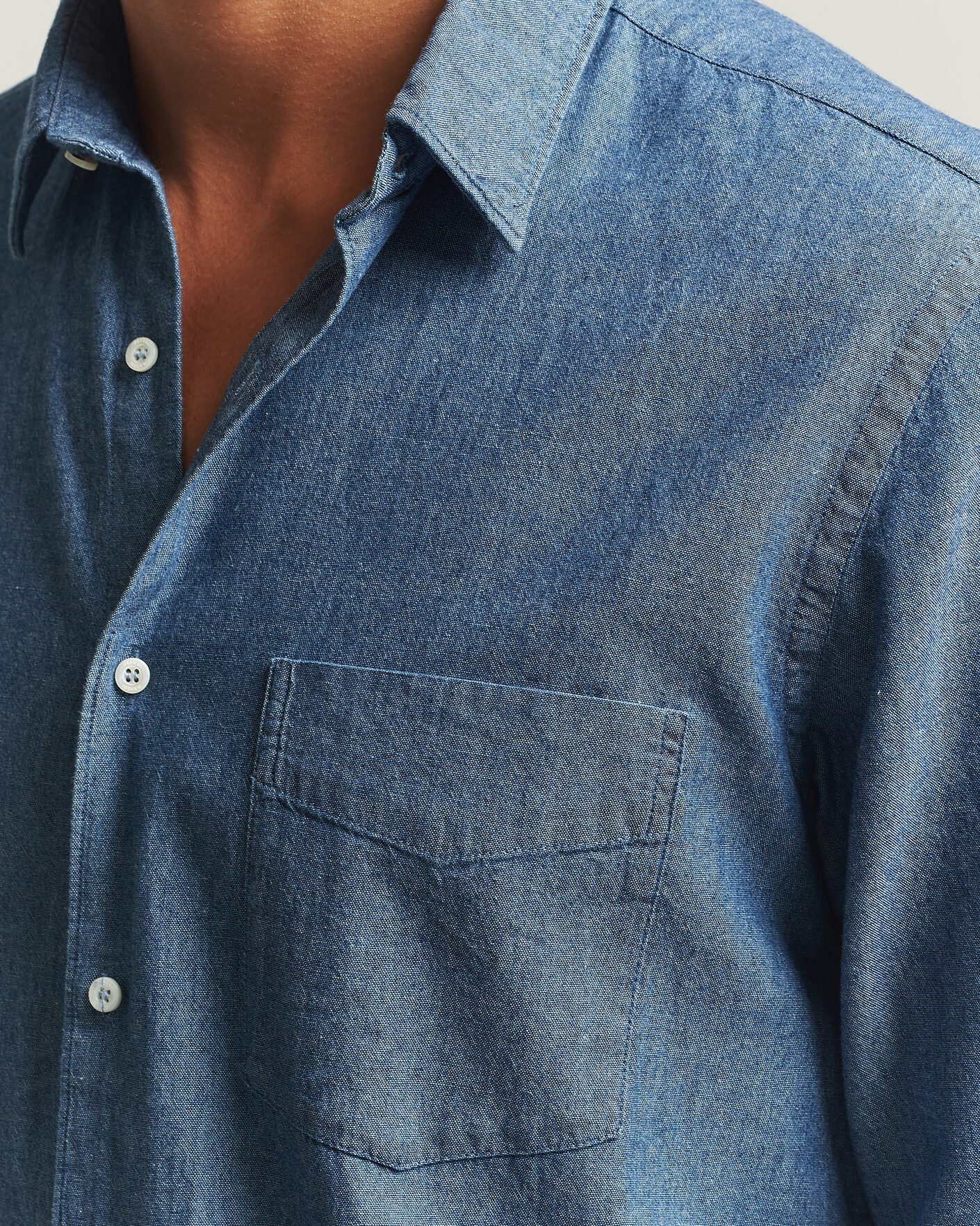 Herre | Skjorter | Aspesi | Chambray Shirt Blue Denim