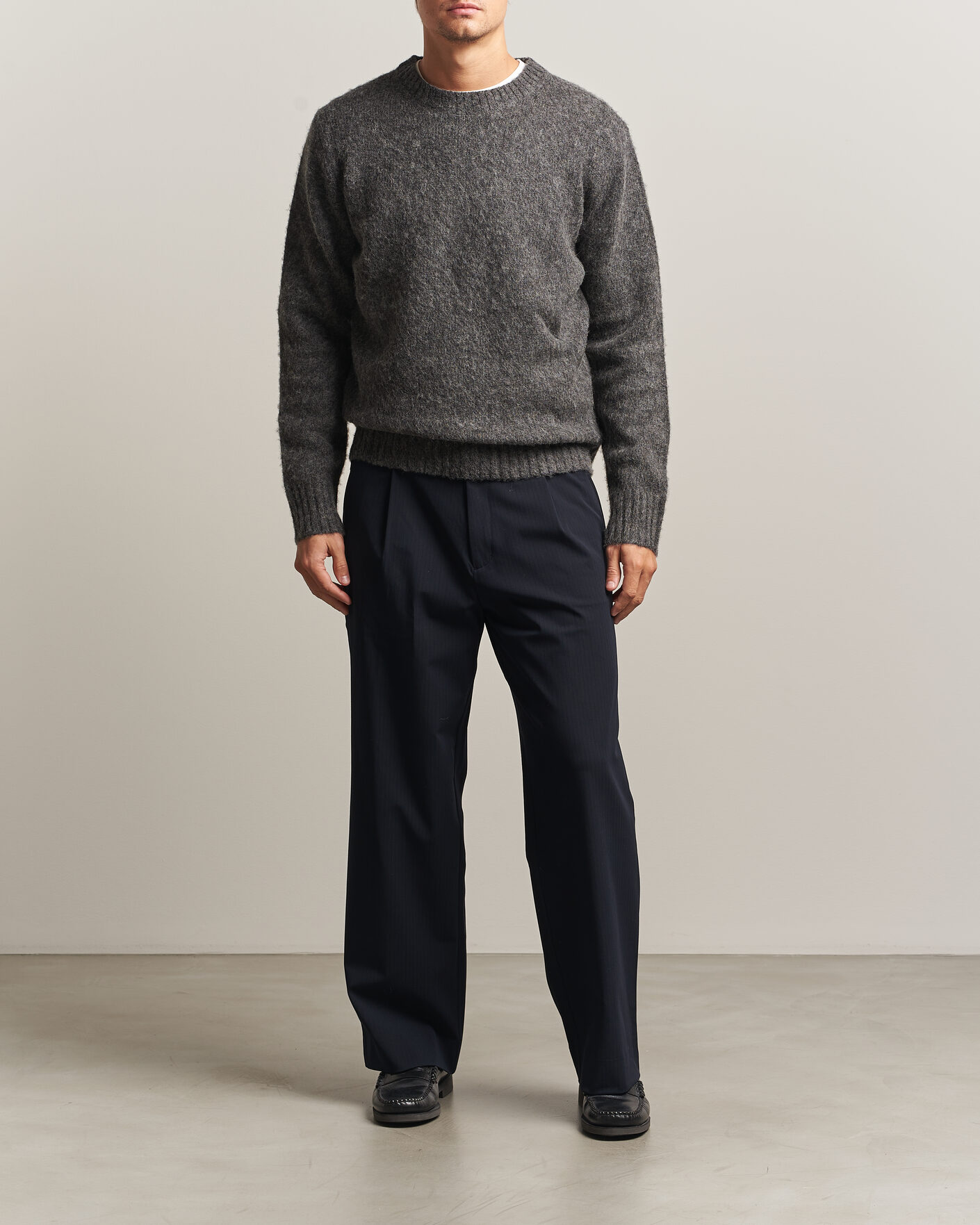 Herre | Gensere | Aspesi | Brushed Shetland Sweater Grey Melange