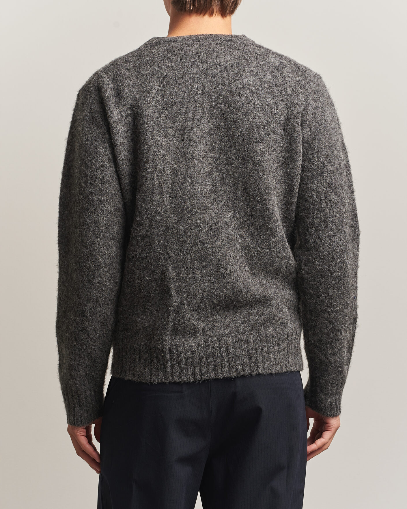 Herre | Gensere | Aspesi | Brushed Shetland Sweater Grey Melange