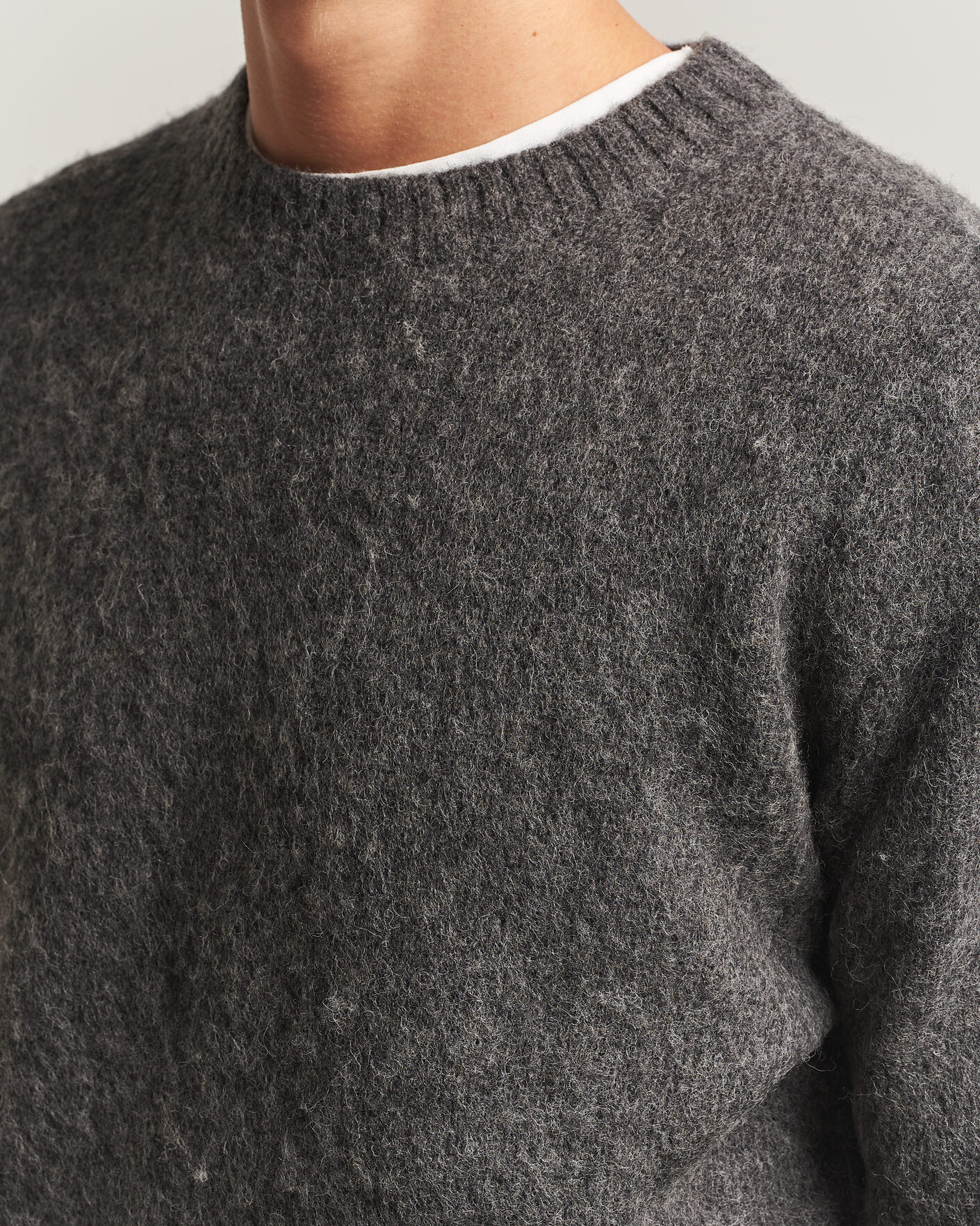 Herre | Gensere | Aspesi | Brushed Shetland Sweater Grey Melange