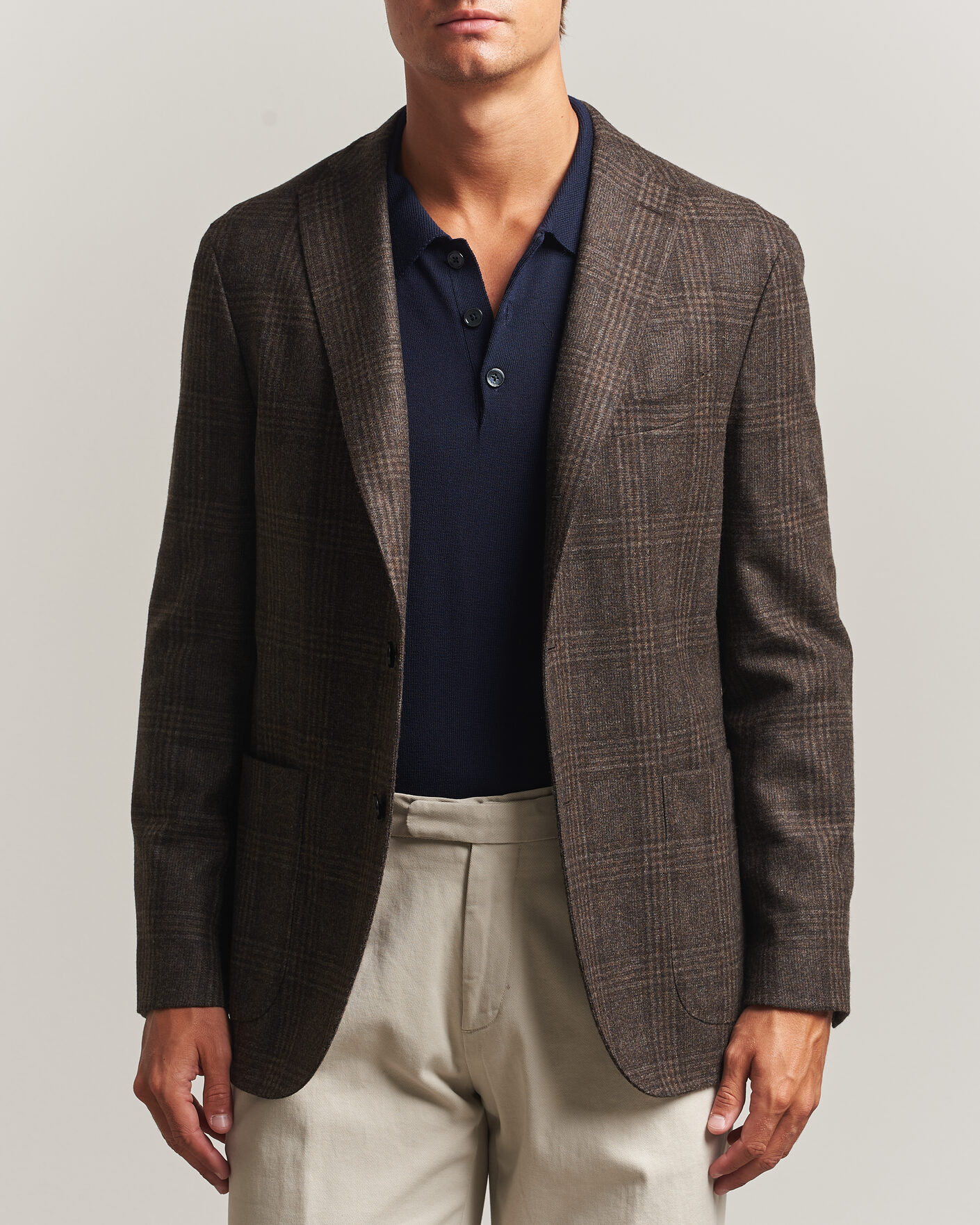 Herre | Dressjakker | Boglioli | K Jacket Wool Check Blazer Dark Brown