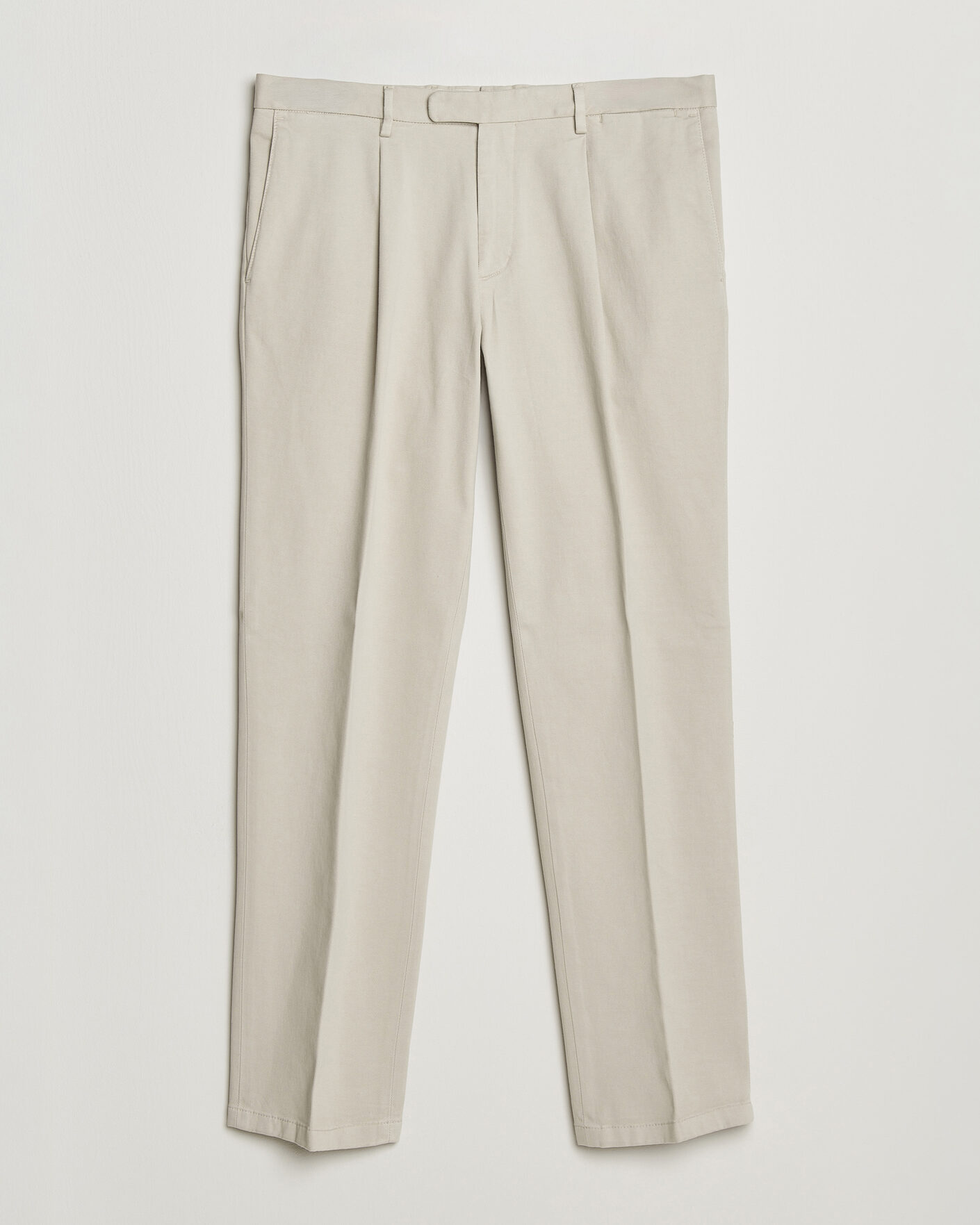 Herre | Bukser | Boglioli | Pleated Cotton Twill Chinos Light Beige
