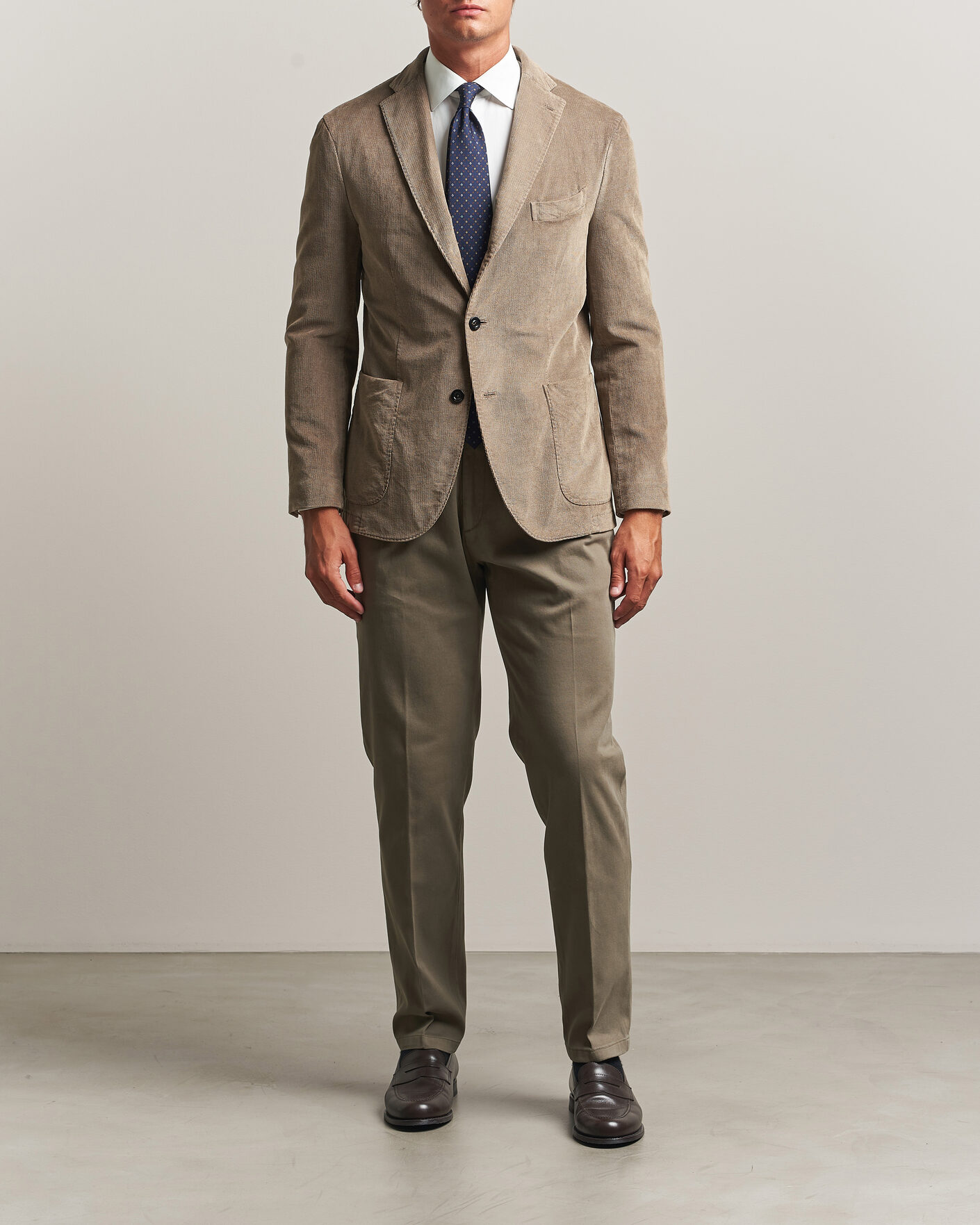 Herre | Bukser | Boglioli | Pleated Cotton Twill Chinos Olive