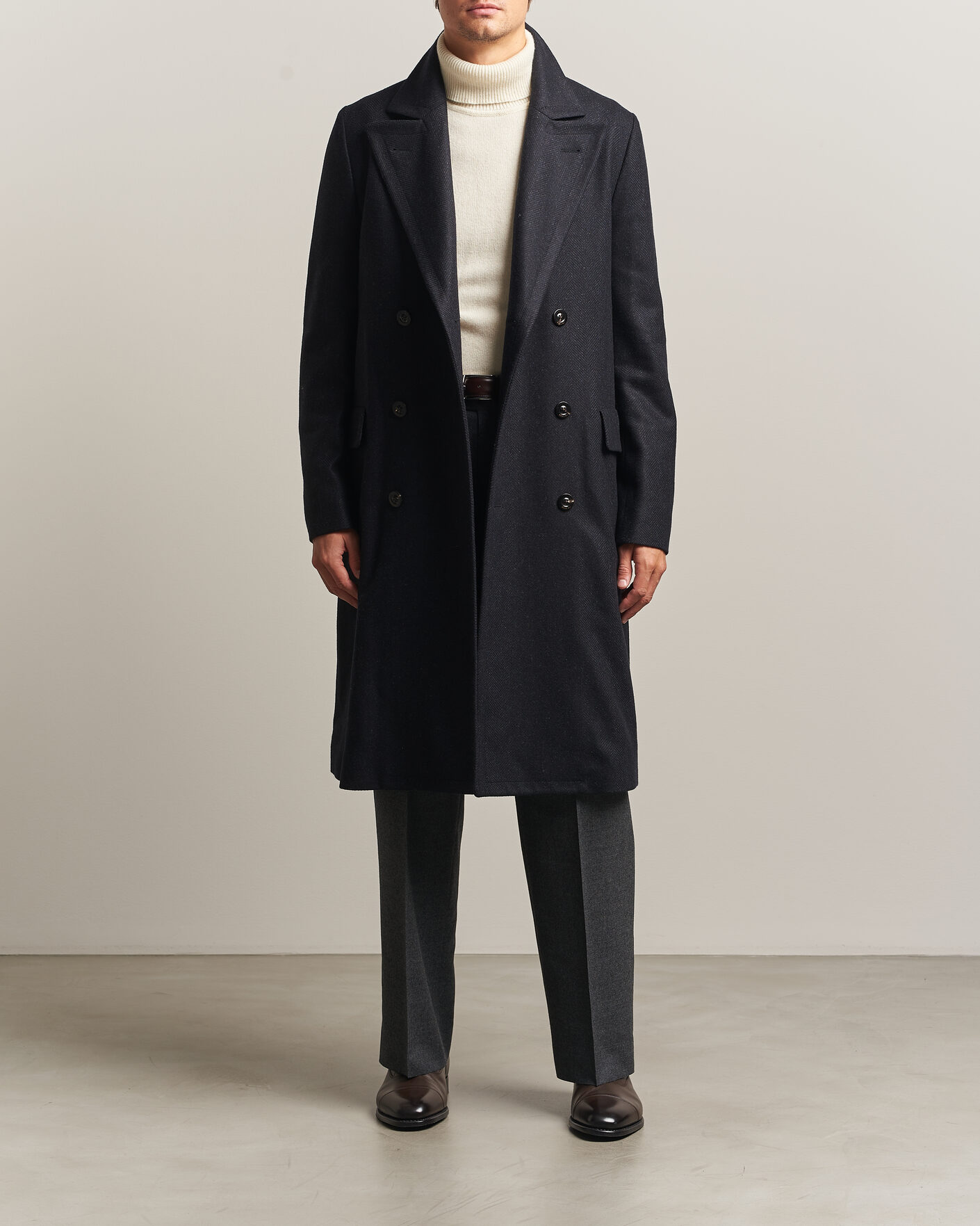 Herre | Jakker | Boglioli | Double Breasted Wool Coat Navy