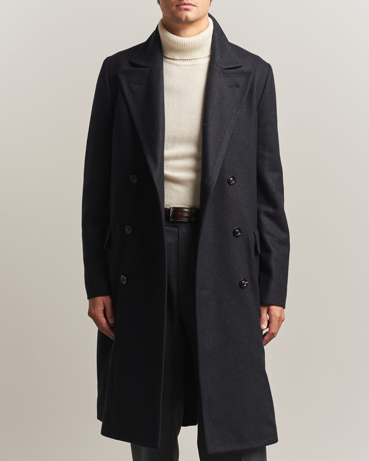 Herre | Jakker | Boglioli | Double Breasted Wool Coat Navy