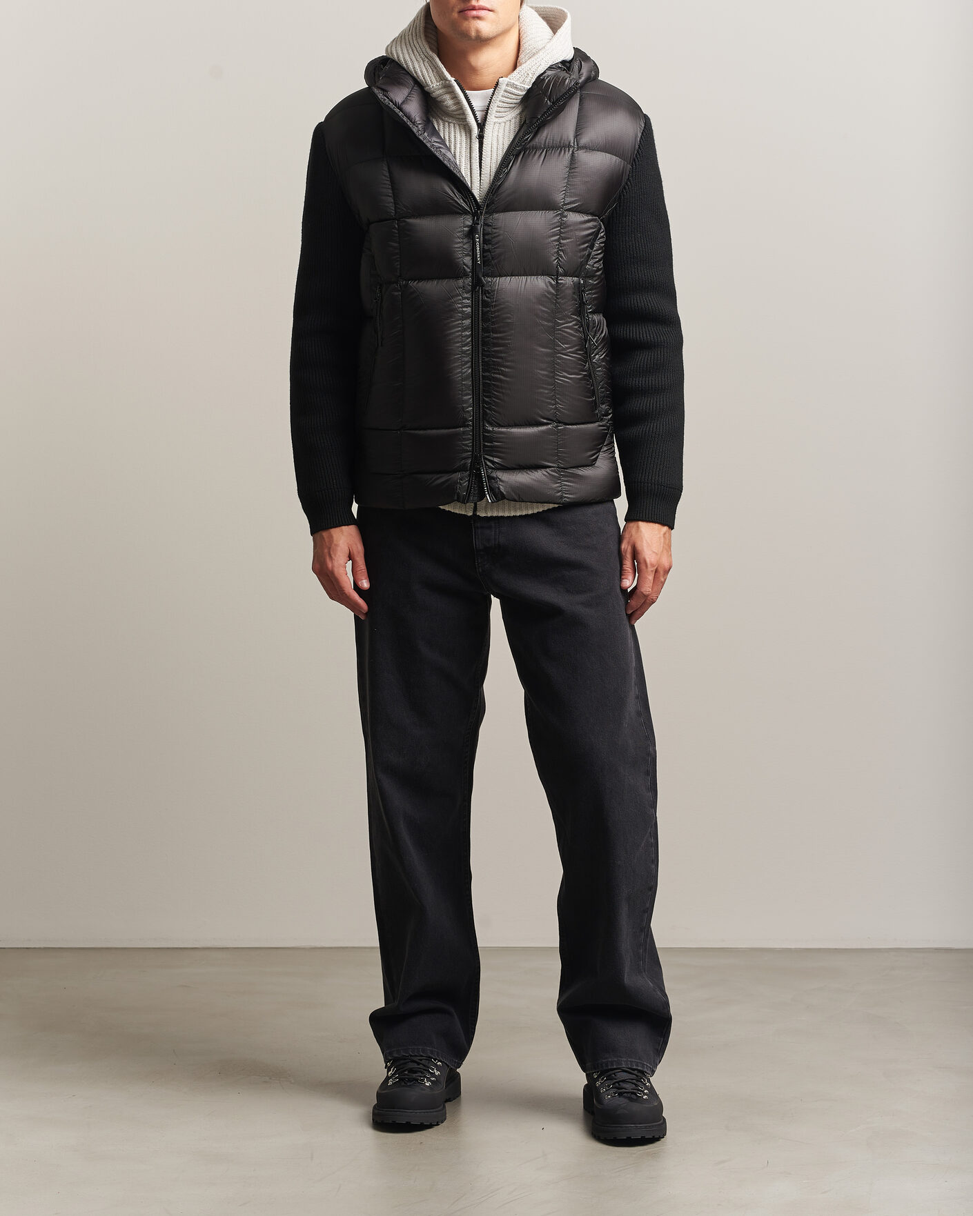 Herre | Jakker | C.P. Company | Merino Wool Padded Hybrid Hood Jacket Black