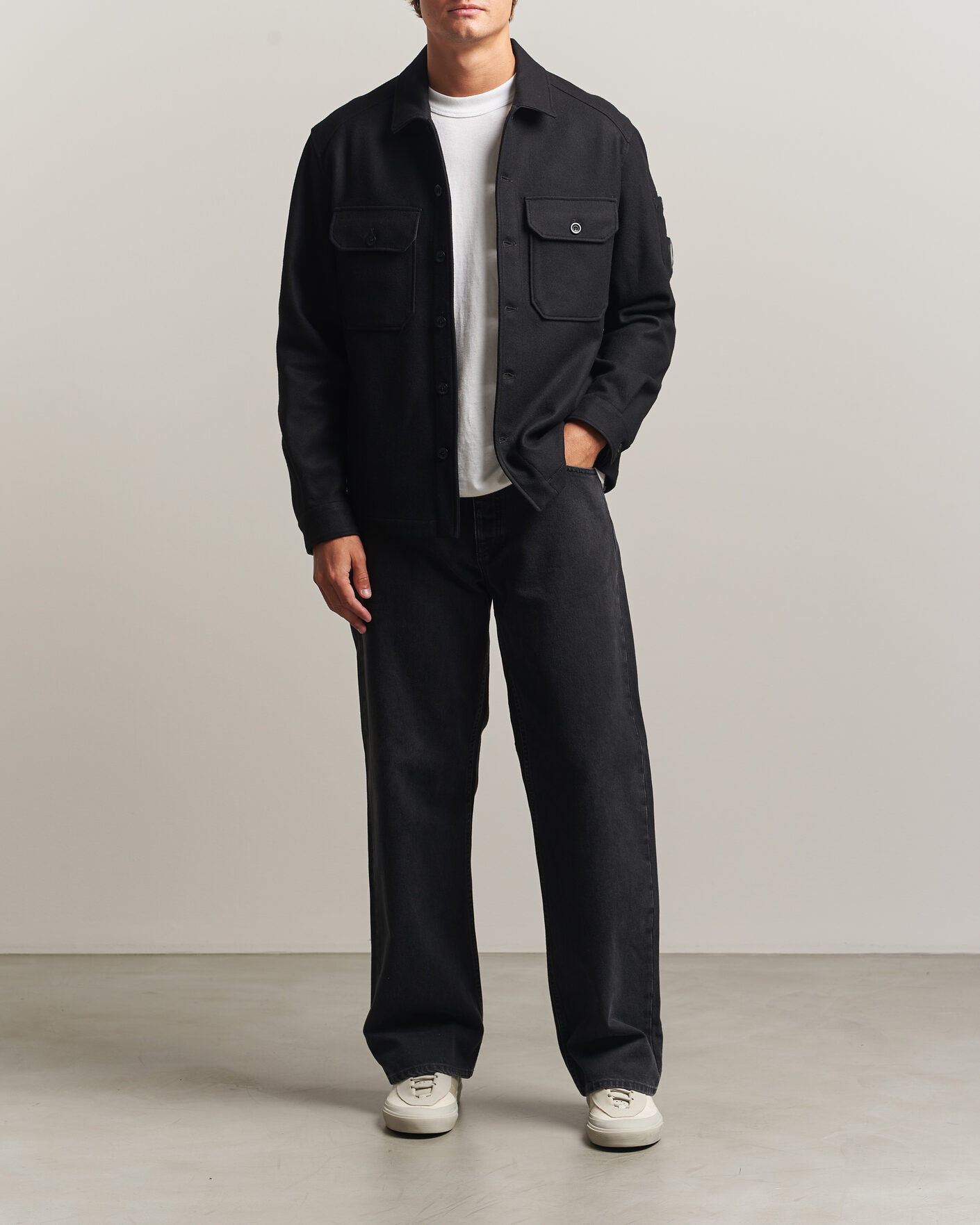 Herre | Jakker | C.P. Company | Felted Wool Overshirt Black
