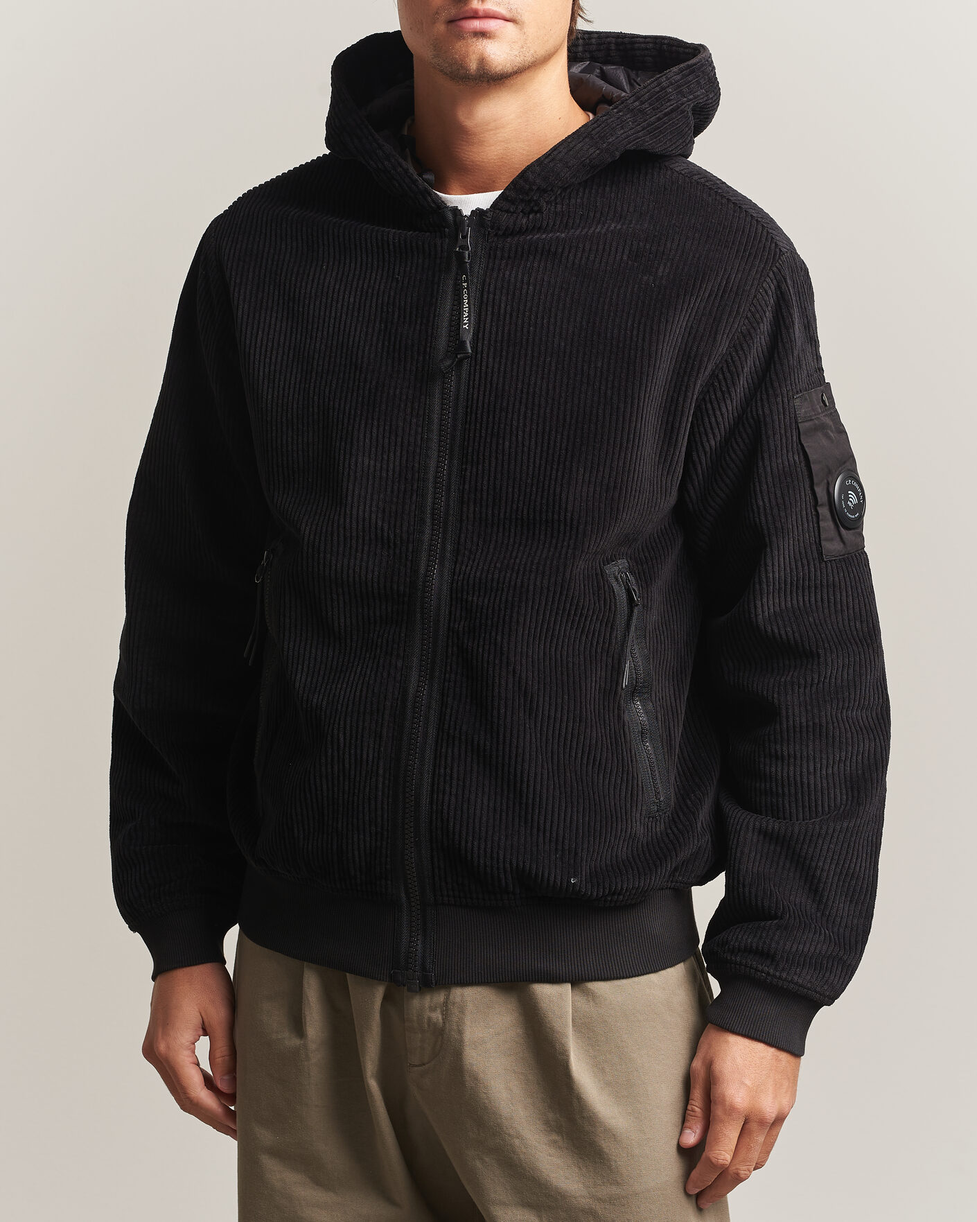 Herre | Jakker | C.P. Company | Light Padded Hood Corduroy Jacket Black