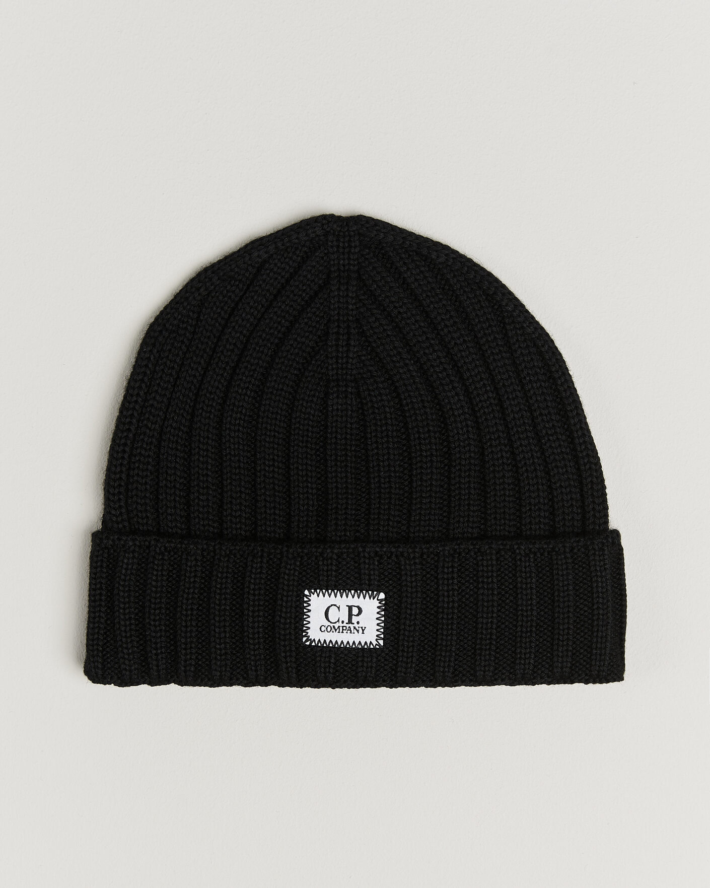 Herre | Luer | C.P. Company | Extra Fine Merino Rib Knitted Hat Black