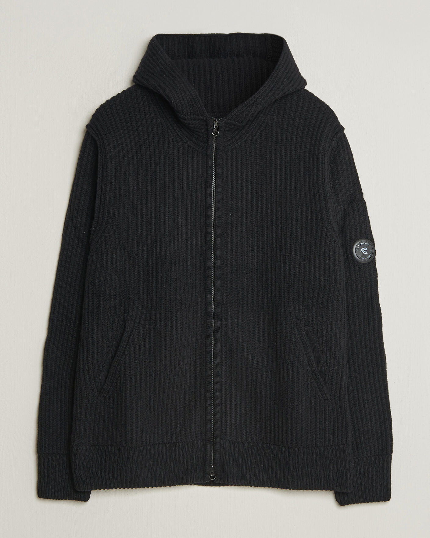 Herre | Gensere | C.P. Company | Heavy Lambswool Hood Zip Black