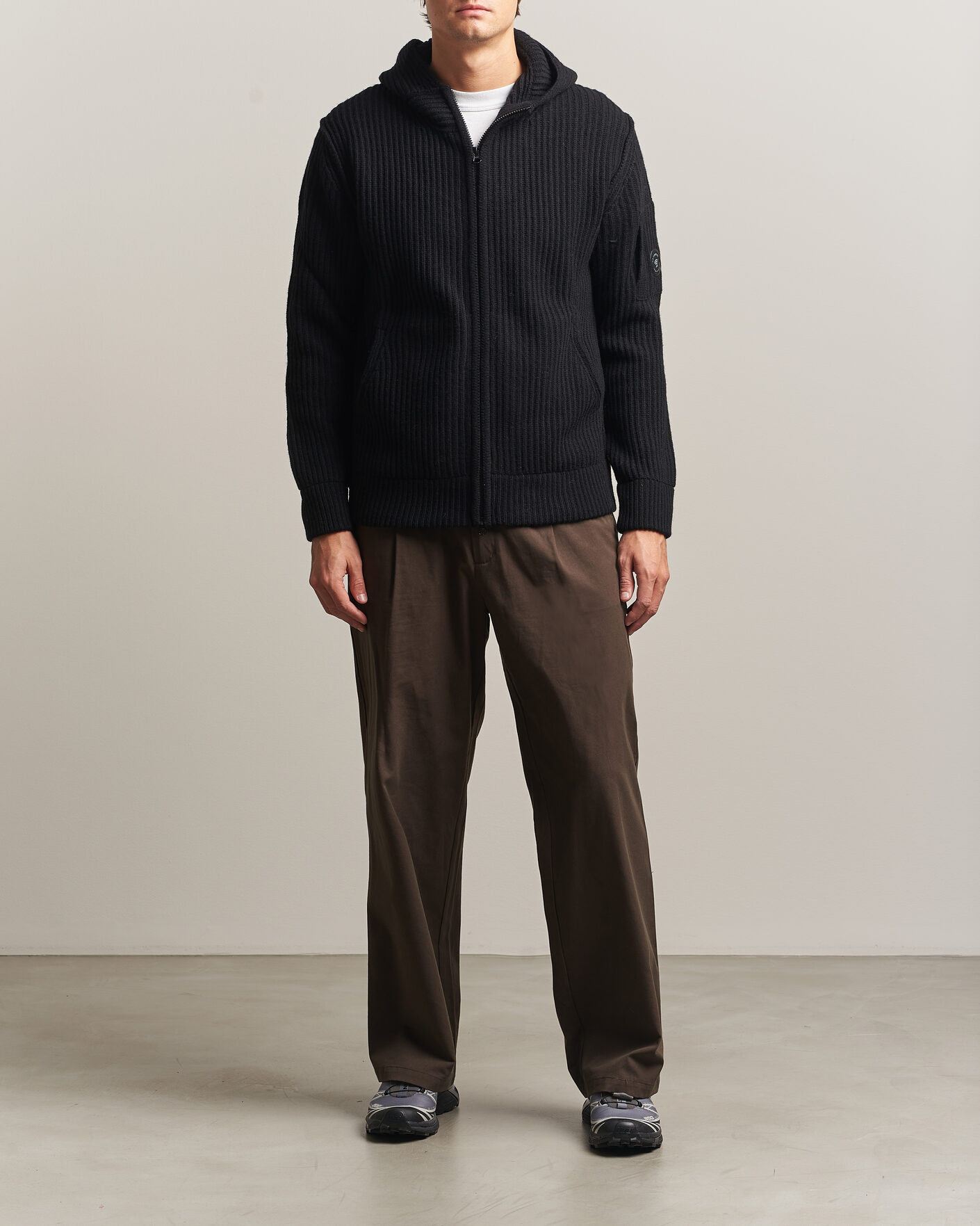 Herre | Gensere | C.P. Company | Heavy Lambswool Hood Zip Black