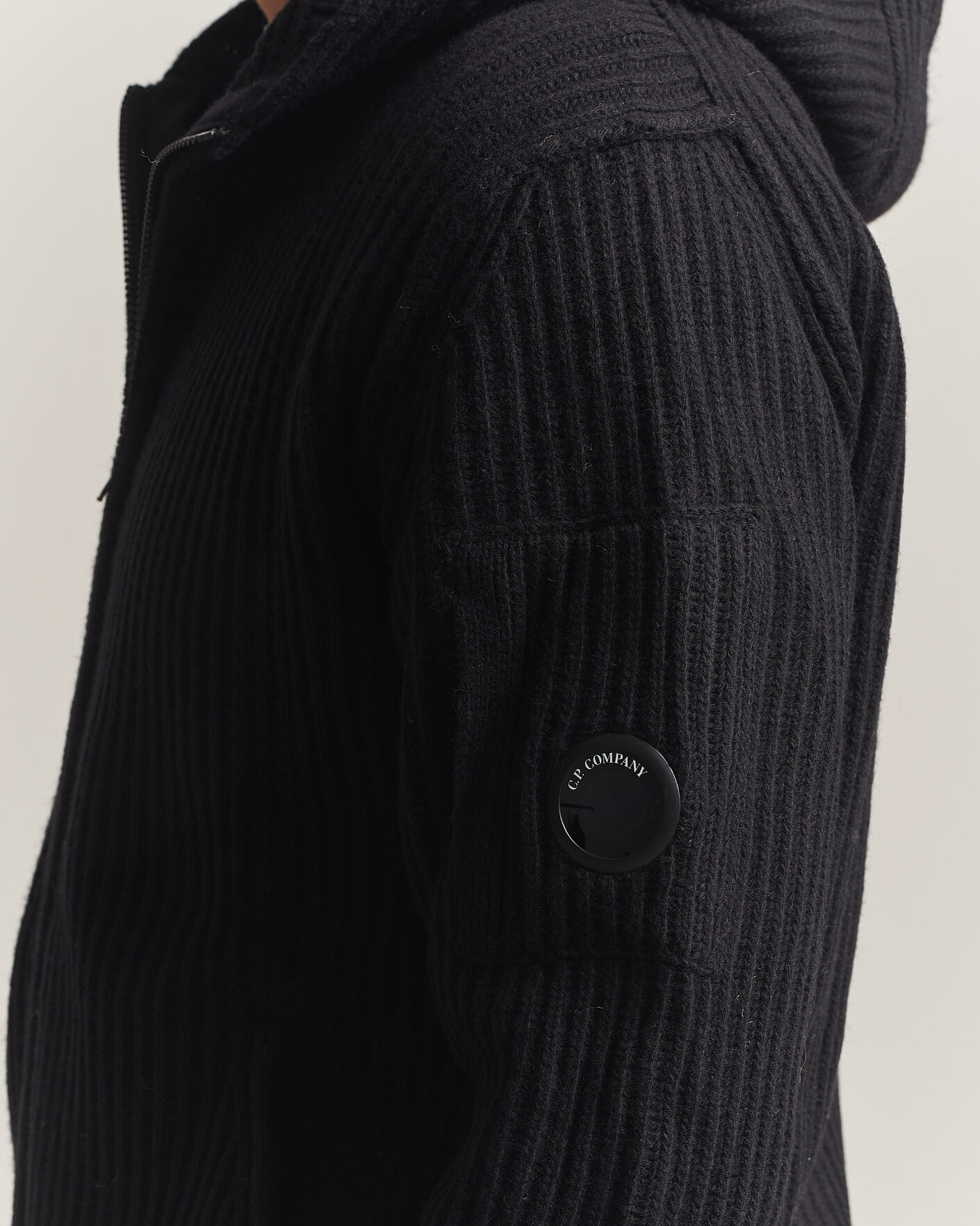 Herre | Gensere | C.P. Company | Heavy Lambswool Hood Zip Black