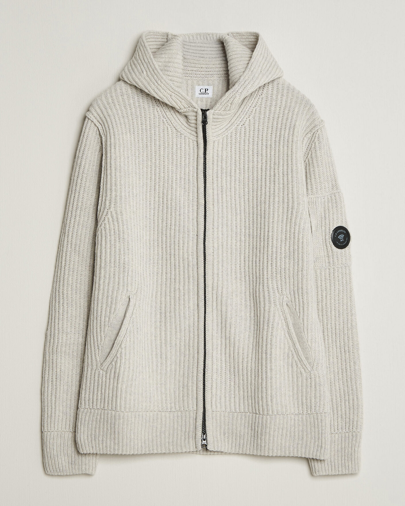 Herre | Gensere | C.P. Company | Heavy Lambswool Hood Zip Light Grey