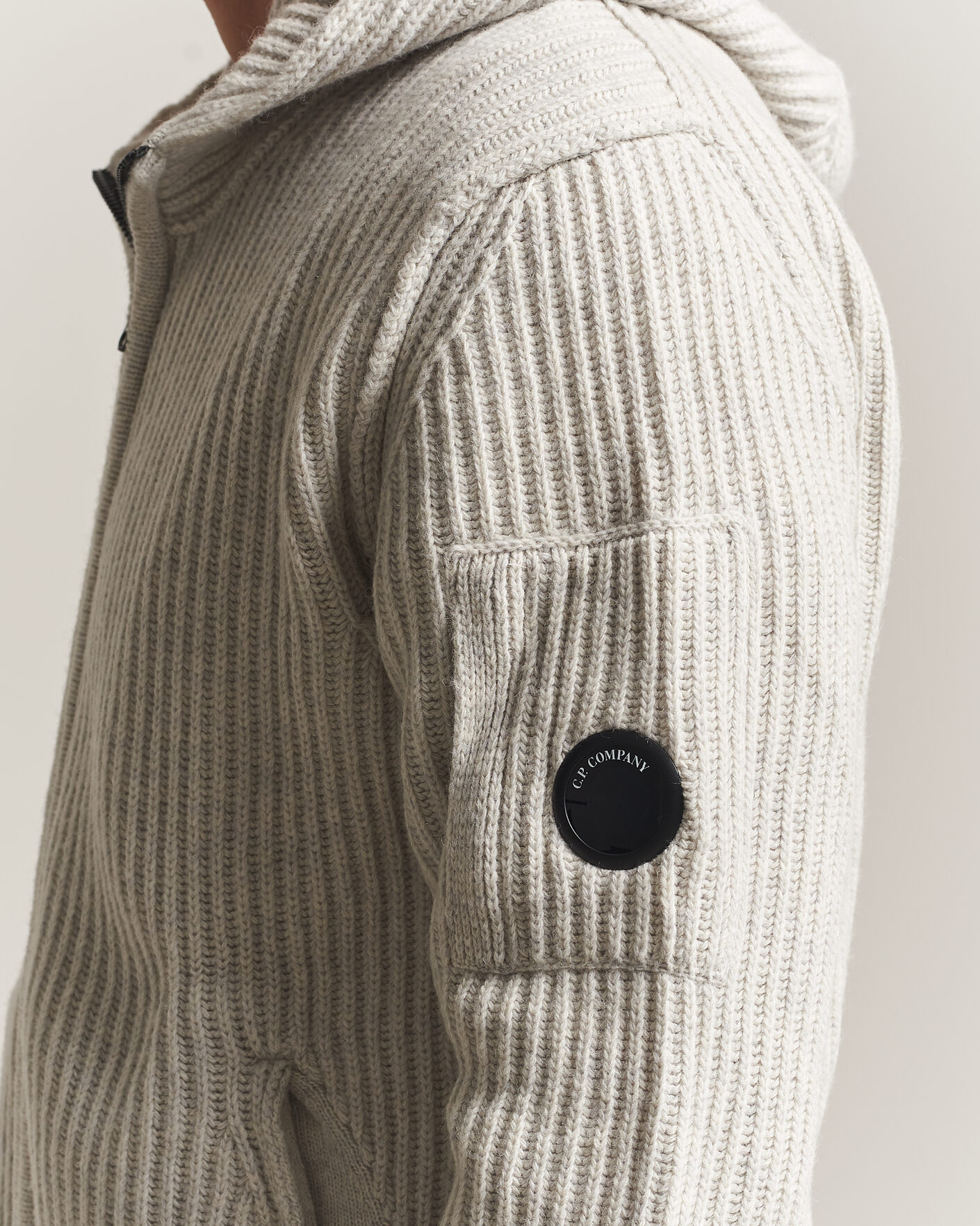 Herre | Gensere | C.P. Company | Heavy Lambswool Hood Zip Light Grey