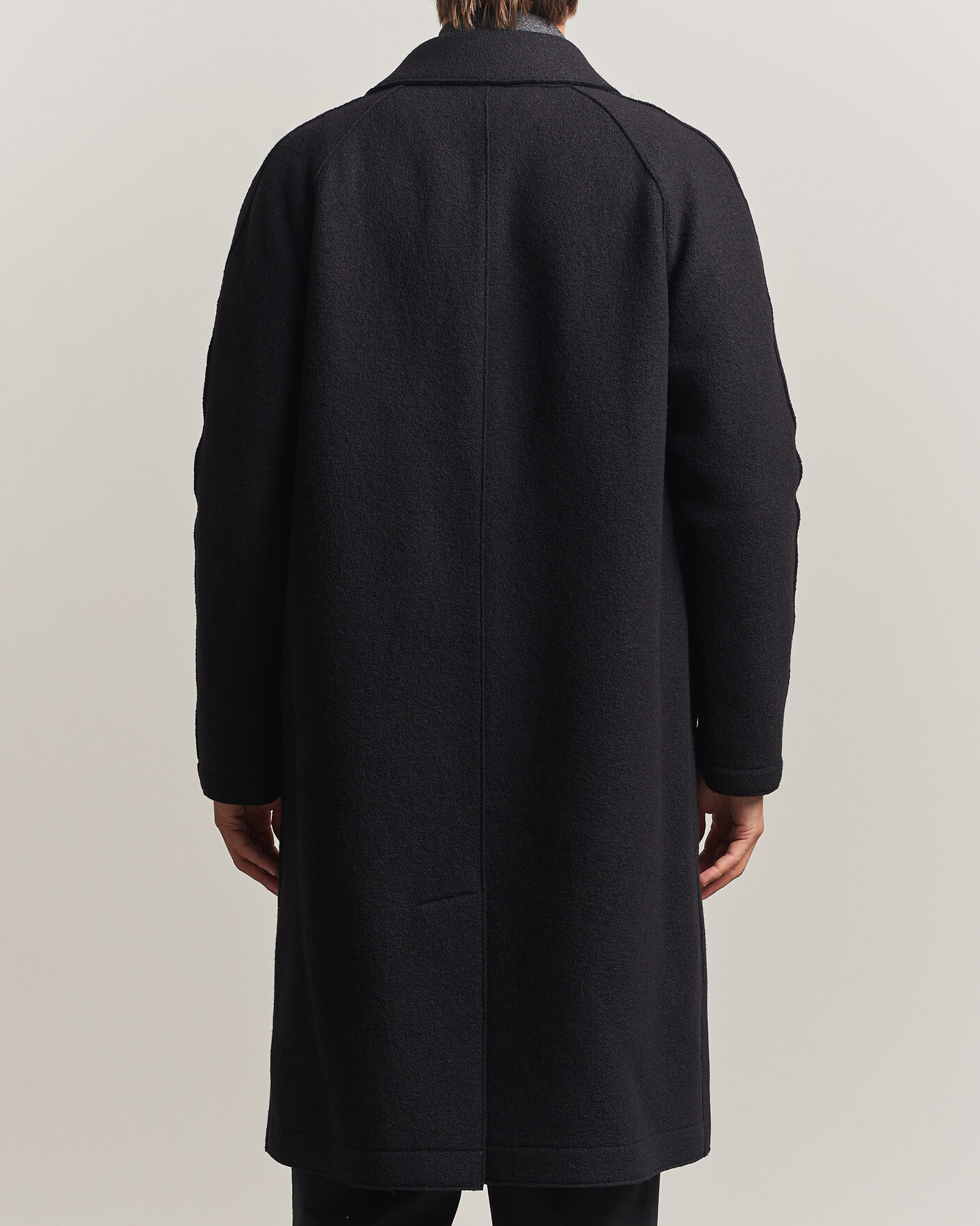Herre | Jakker | Harris Wharf London | Boiled Wool Fly Front Balmacan Coat Black