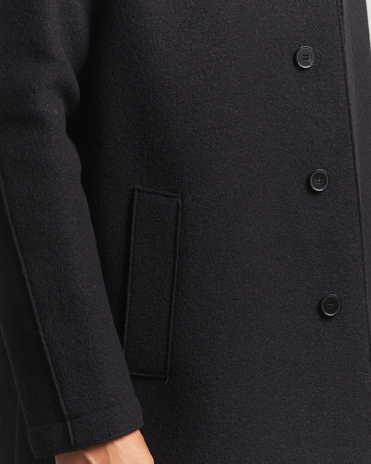 Herre | Jakker | Harris Wharf London | Boiled Wool Fly Front Balmacan Coat Black