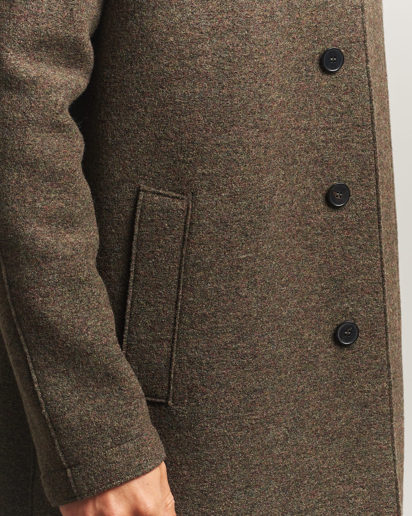 Herre | Jakker | Harris Wharf London | Boiled Wool Fly Front Balmacan Coat Brown/Green