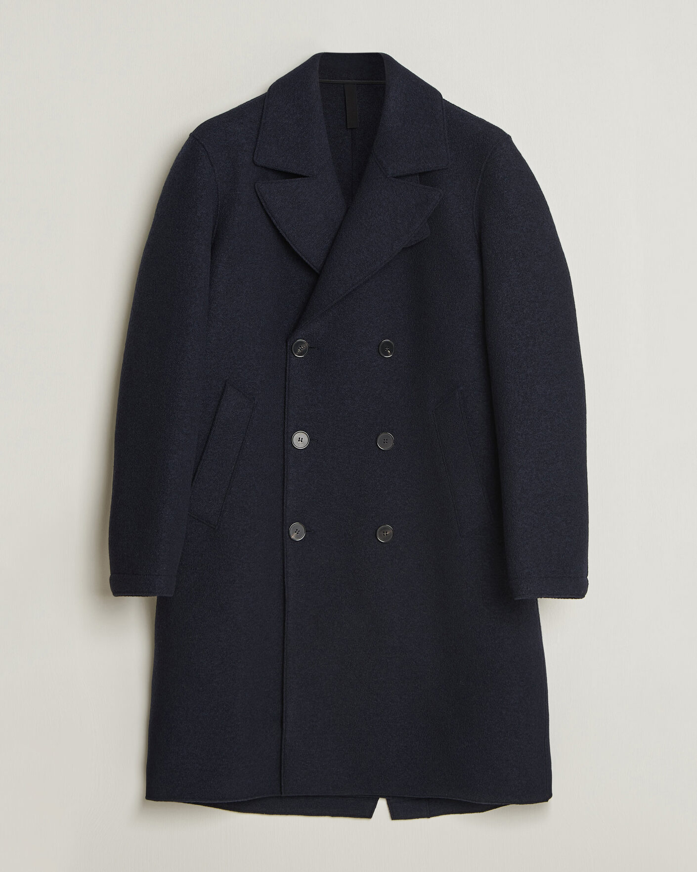 Herre | Jakker | Harris Wharf London | Pressed Wool Long Peacoat Navy Blue