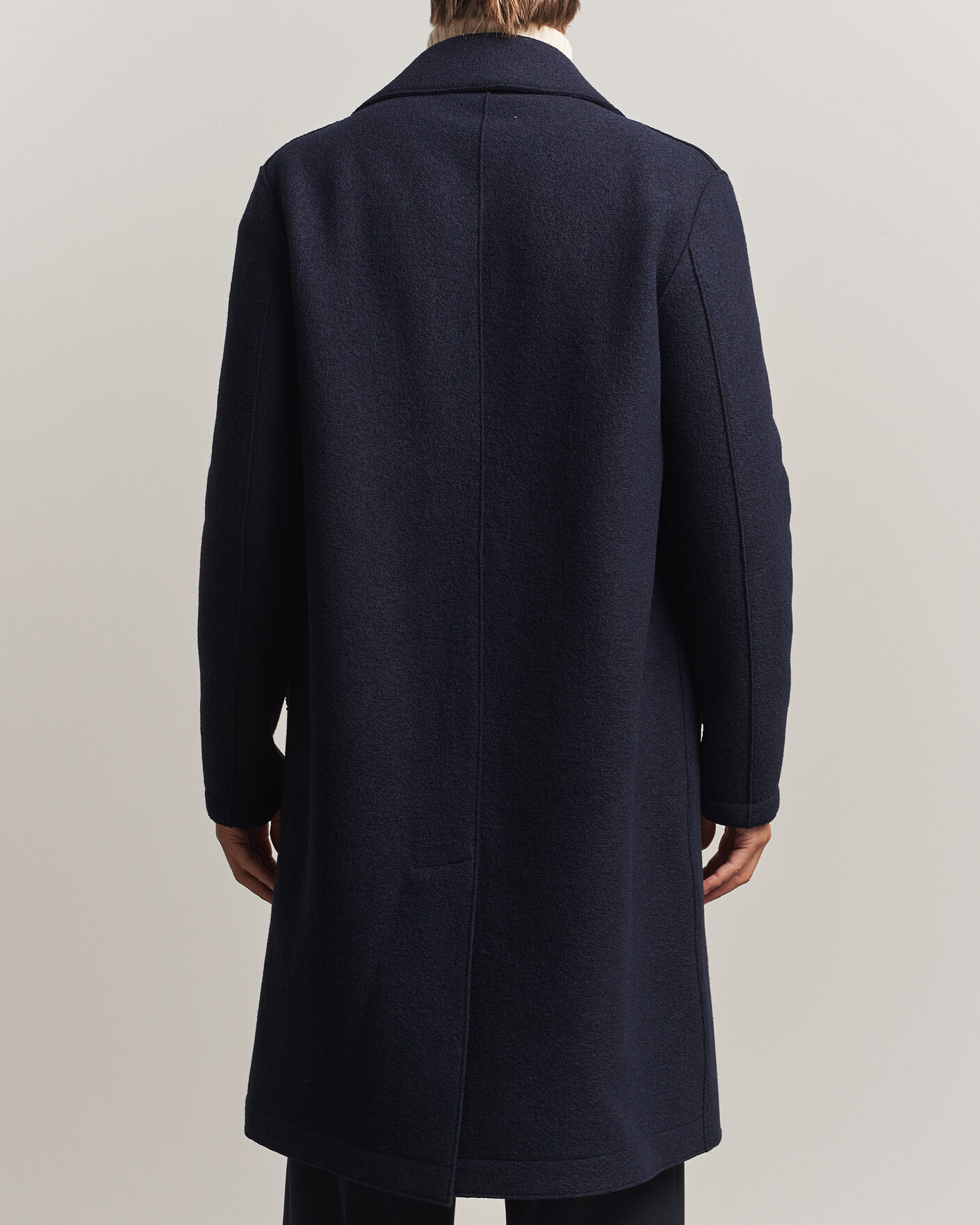 Herre | Jakker | Harris Wharf London | Pressed Wool Long Peacoat Navy Blue