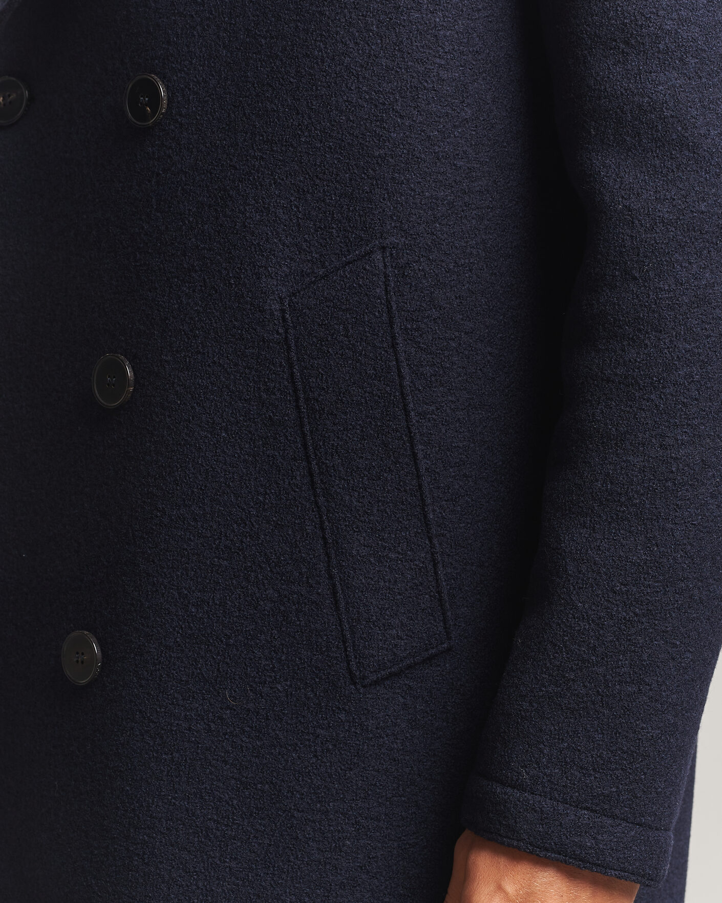 Herre | Jakker | Harris Wharf London | Pressed Wool Long Peacoat Navy Blue