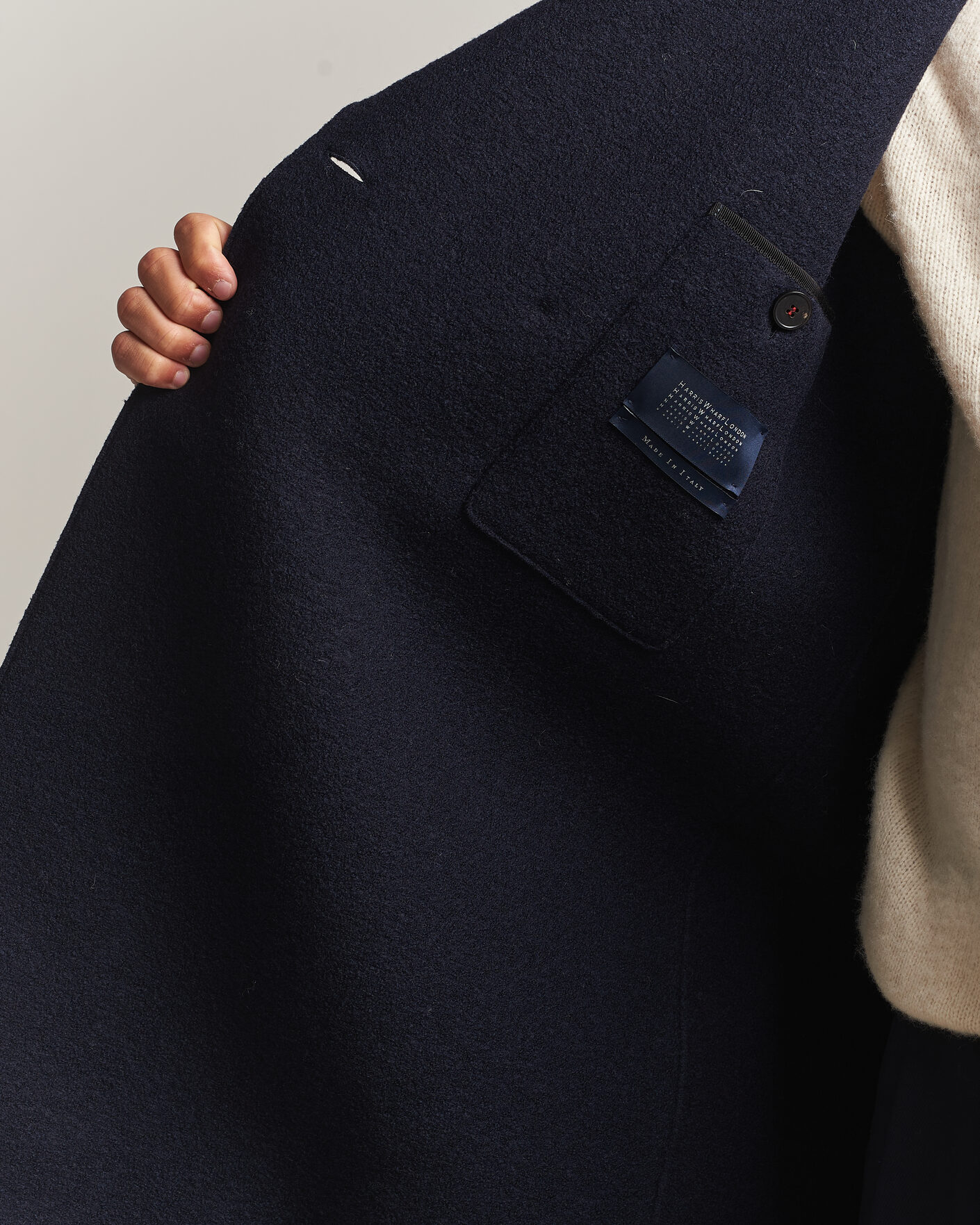 Herre | Jakker | Harris Wharf London | Pressed Wool Long Peacoat Navy Blue