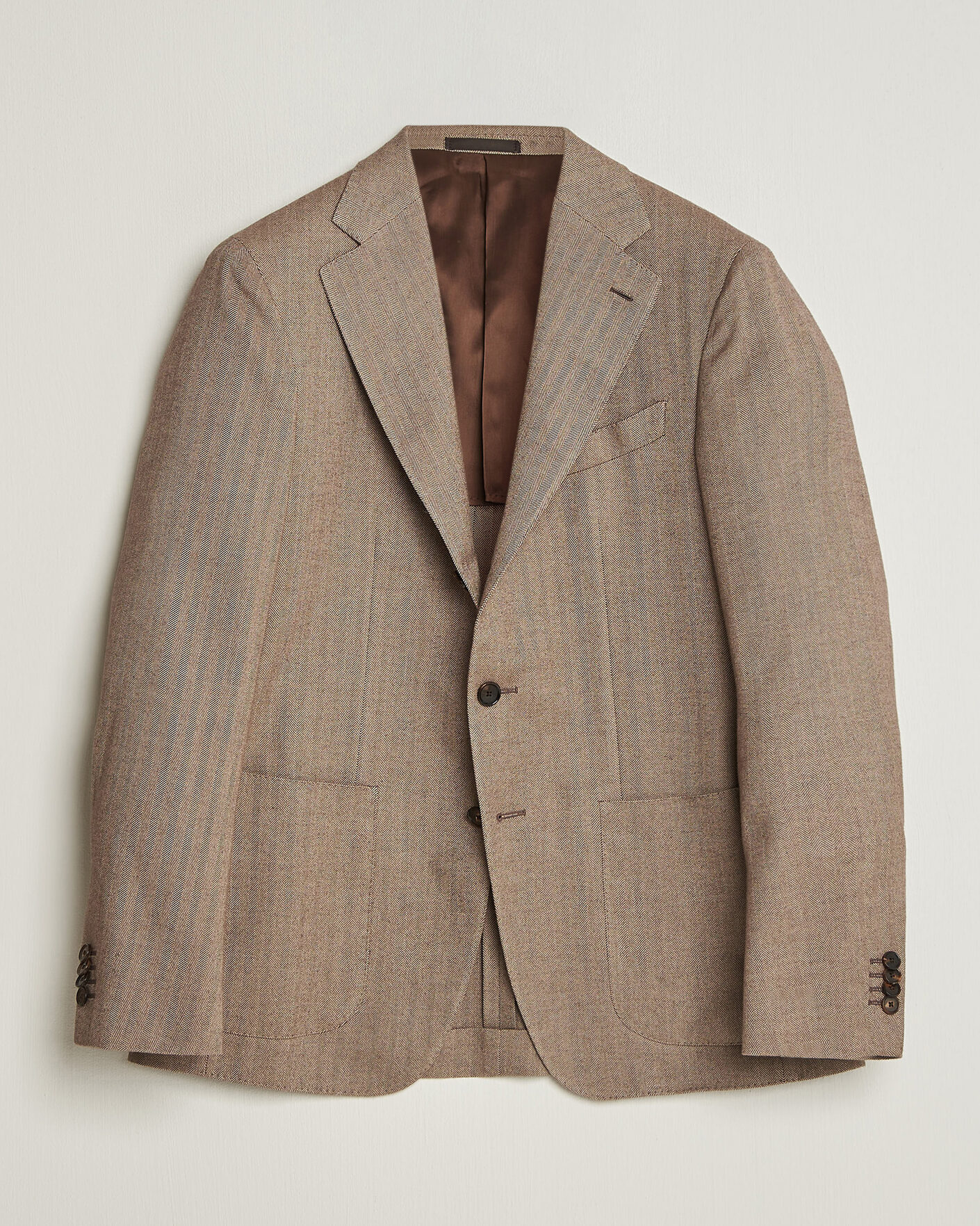 Herre | Dressjakker | Caruso | Aida Herringbone Cotton Flannel Blazer Beige