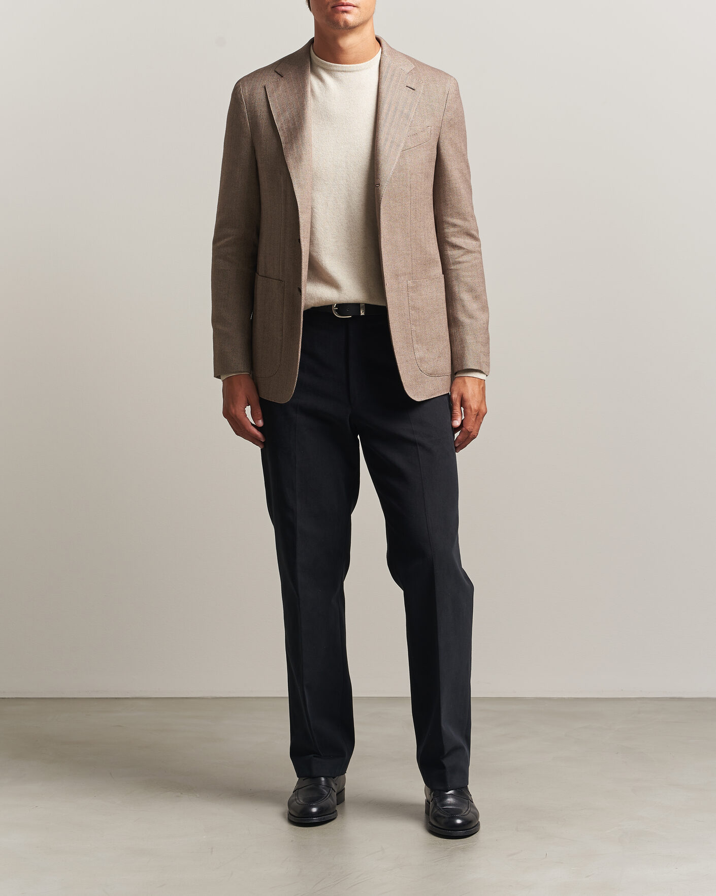 Herre | Dressjakker | Caruso | Aida Herringbone Cotton Flannel Blazer Beige