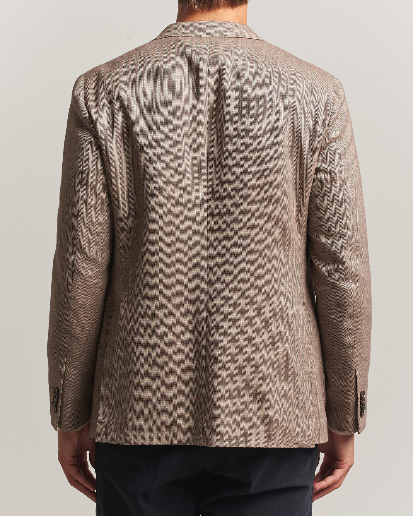 Herre | Dressjakker | Caruso | Aida Herringbone Cotton Flannel Blazer Beige