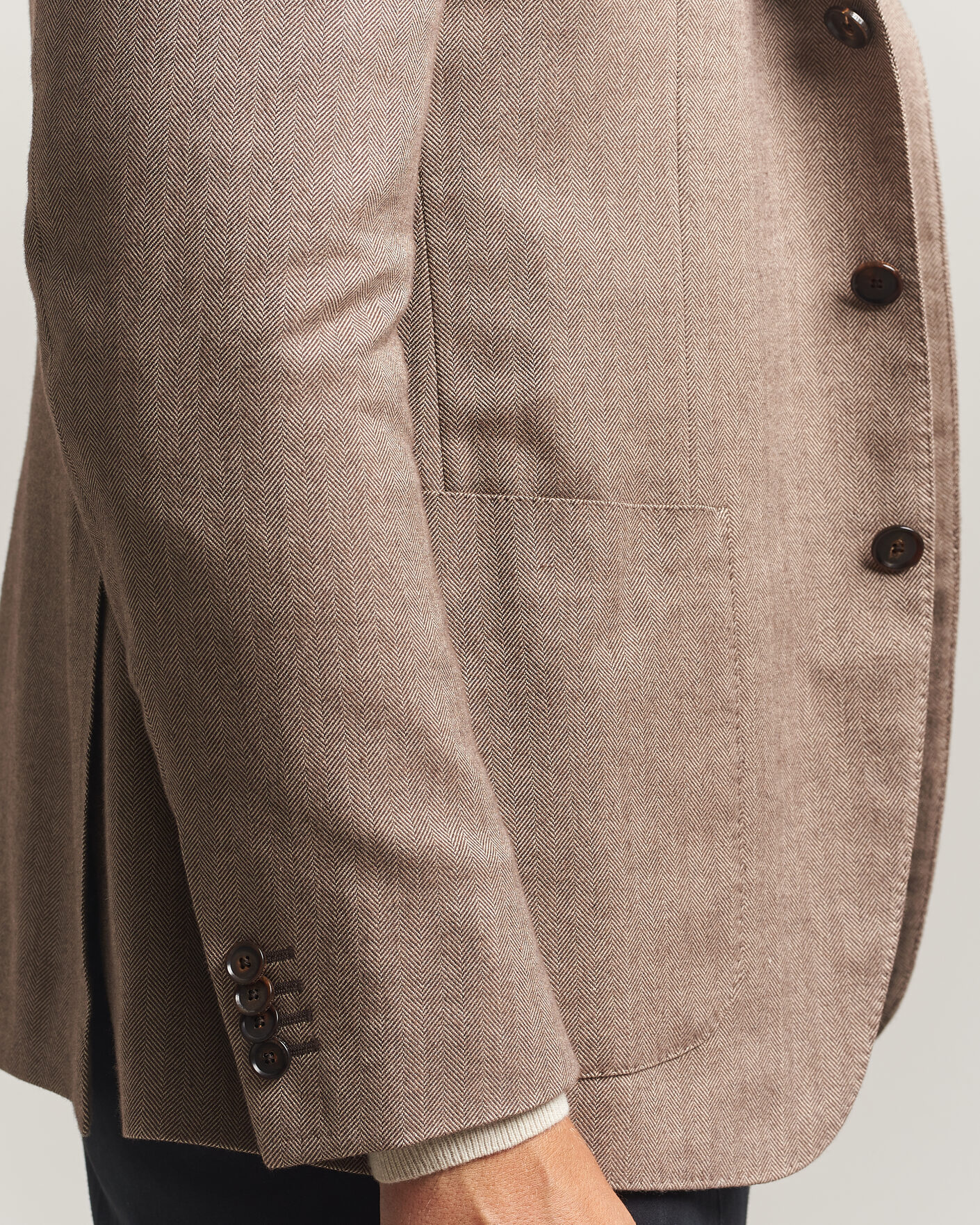 Herre | Dressjakker | Caruso | Aida Herringbone Cotton Flannel Blazer Beige