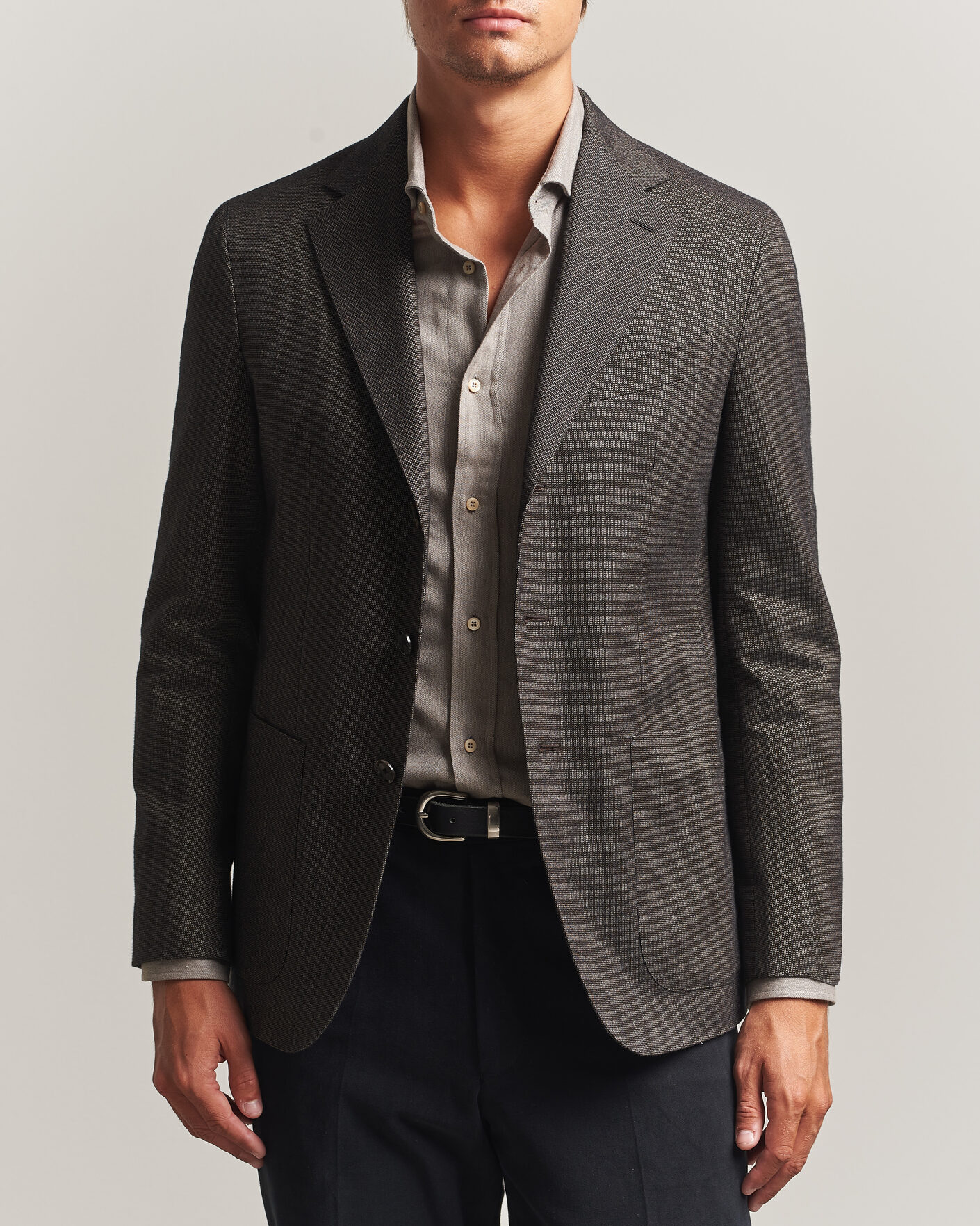 Herre | Dressjakker | Caruso | Aida Brushed Cotton Blazer Dark Brown