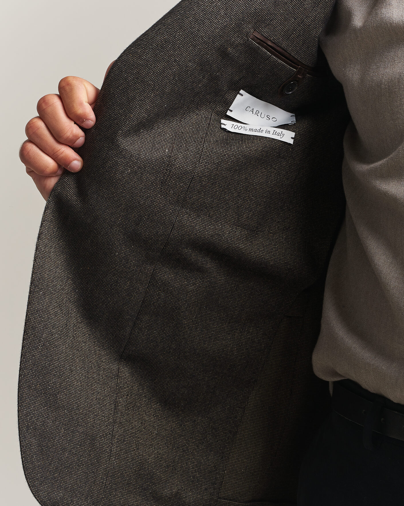 Herre | Dressjakker | Caruso | Aida Brushed Cotton Blazer Dark Brown