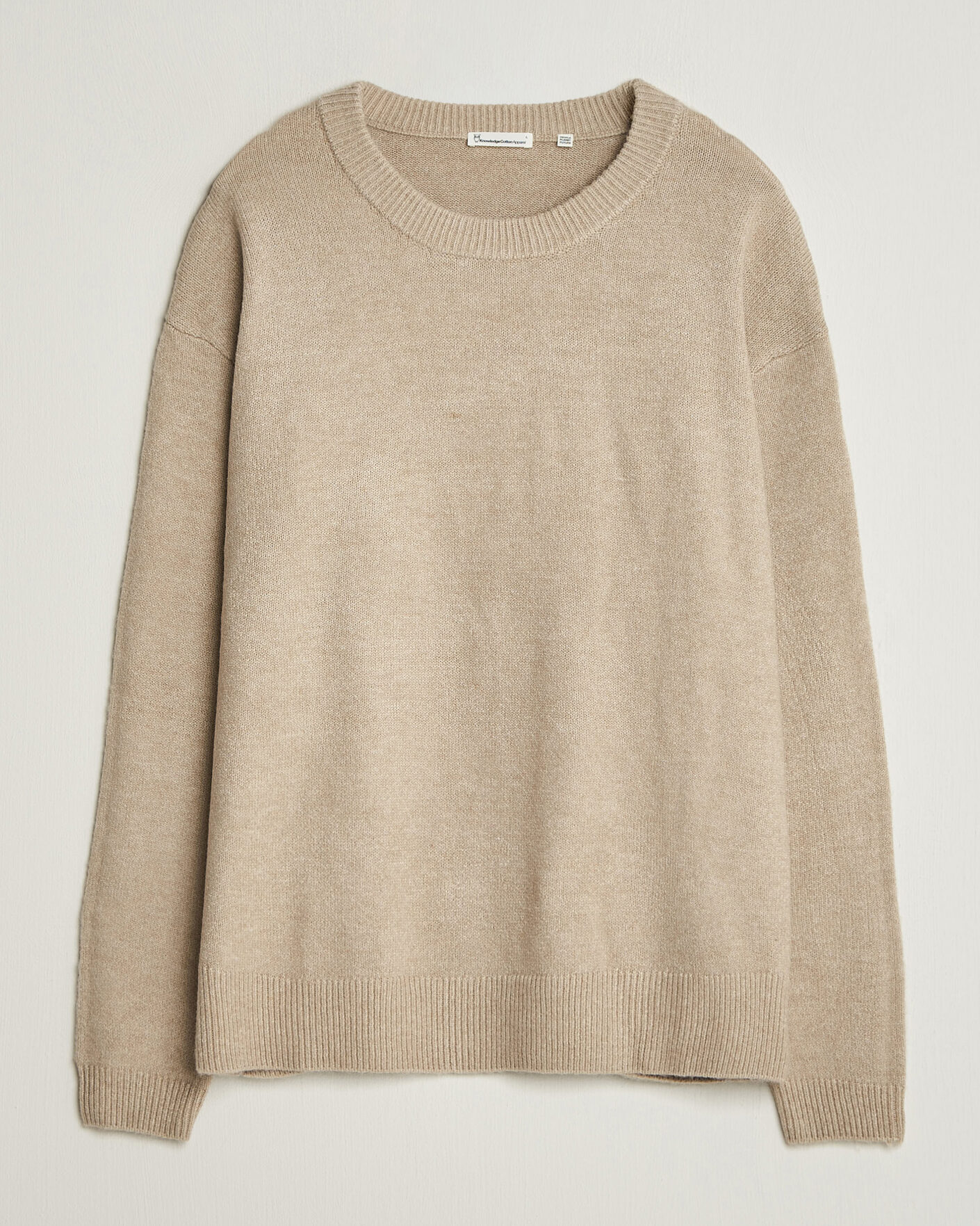 Herre | Gensere | KnowledgeCotton Apparel | Knitted Crewneck Feather Grey