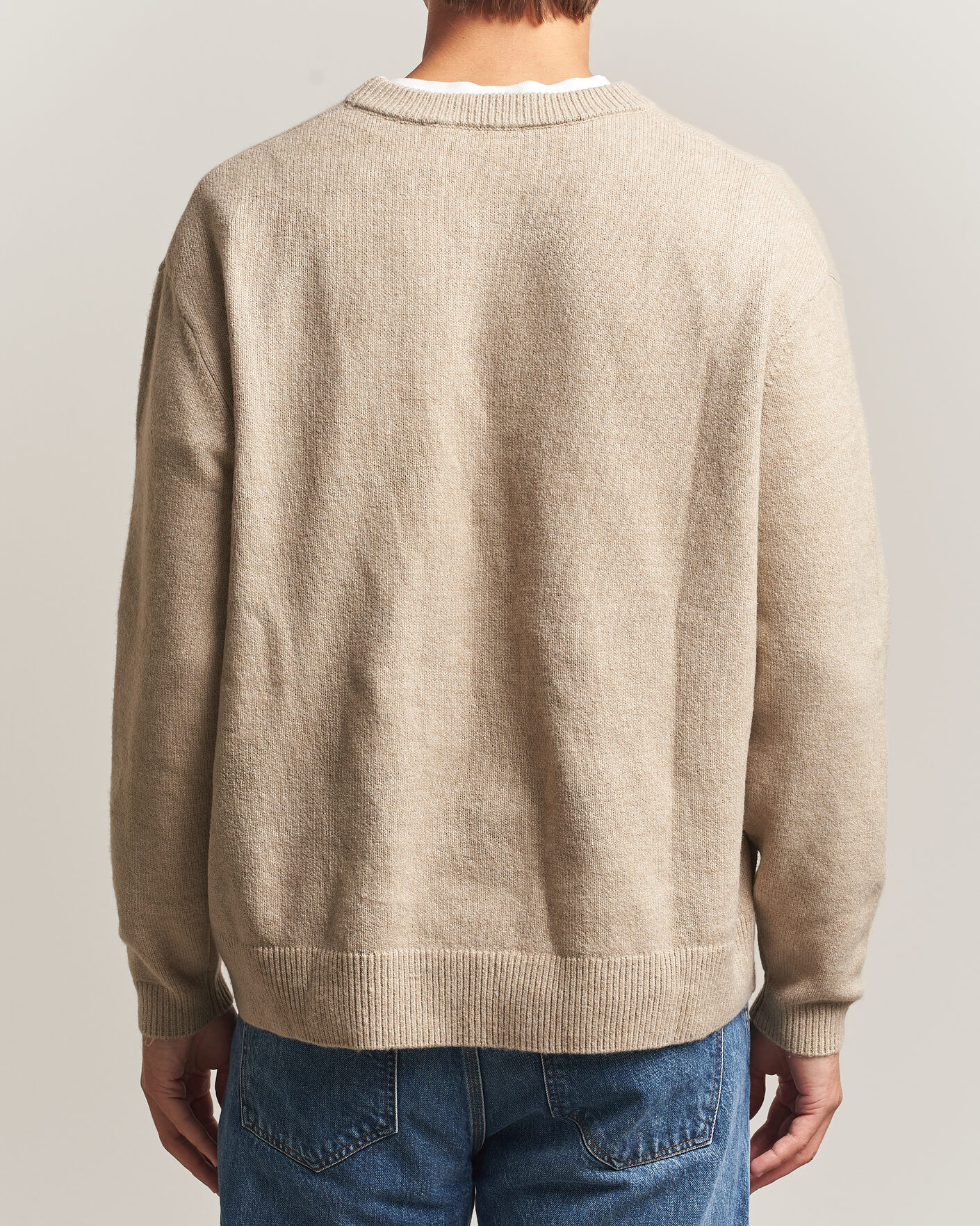 Herre | Gensere | KnowledgeCotton Apparel | Knitted Crewneck Feather Grey