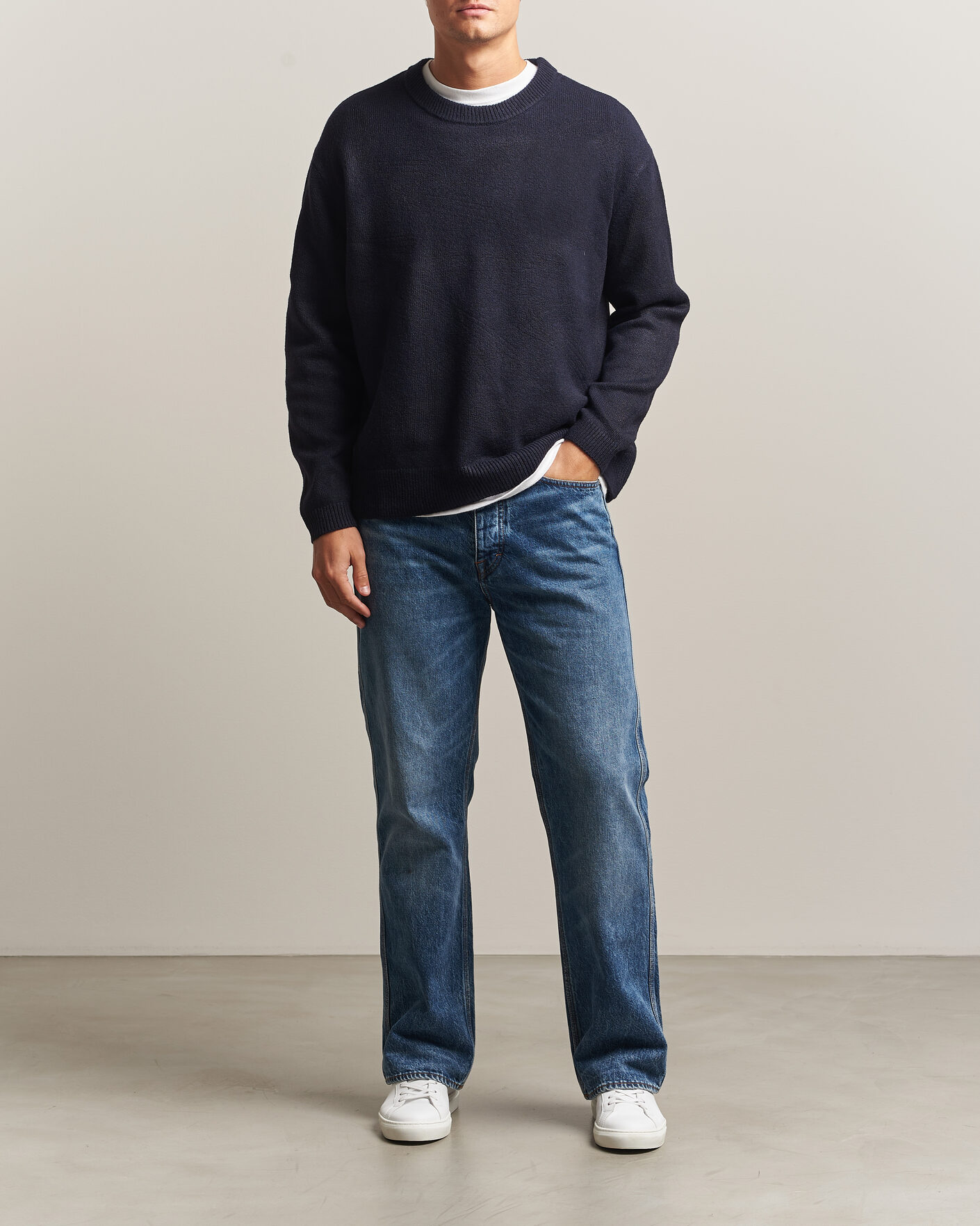 Herre | Gensere | KnowledgeCotton Apparel | Knitted Crewneck Night Sky