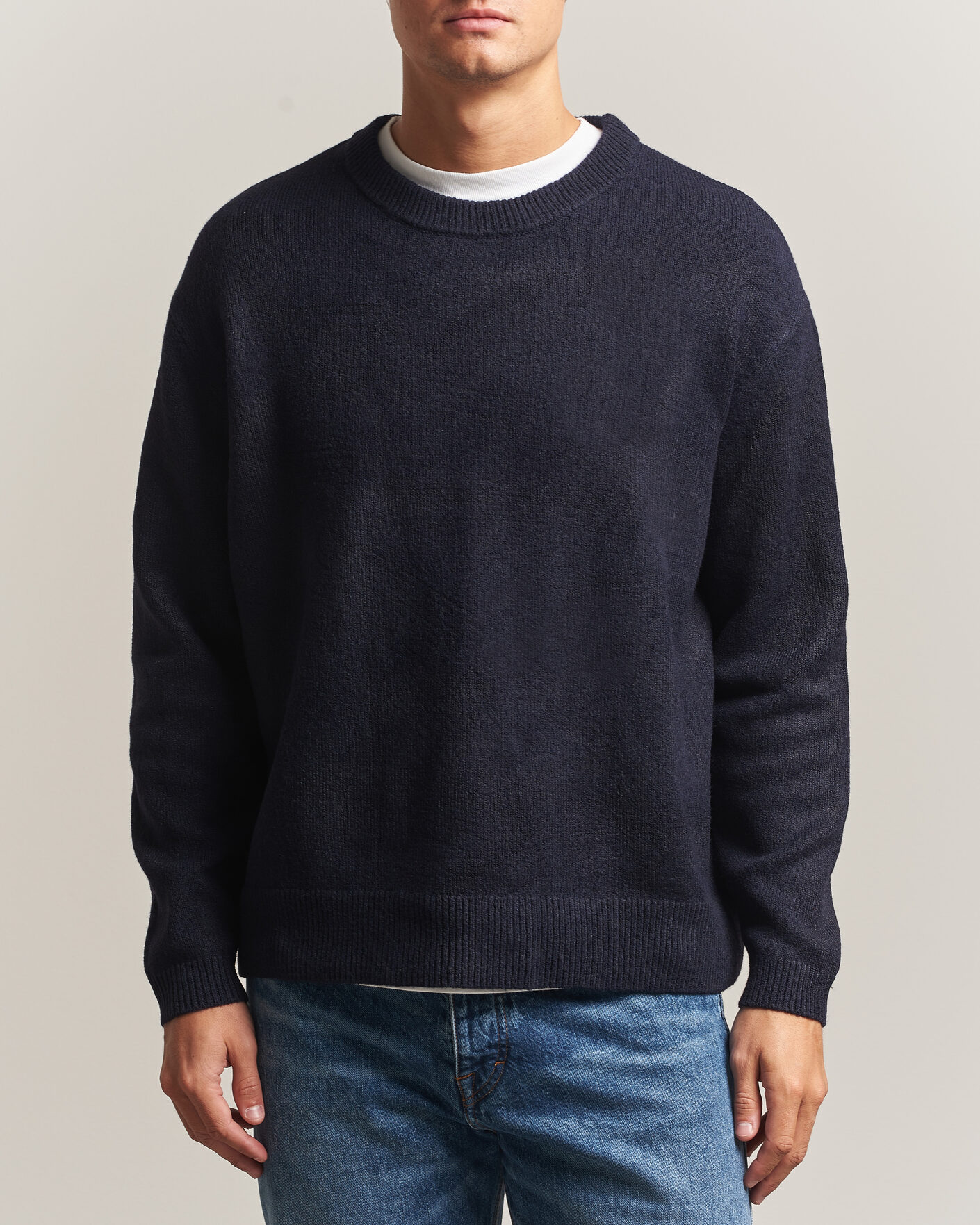 Herre | Gensere | KnowledgeCotton Apparel | Knitted Crewneck Night Sky
