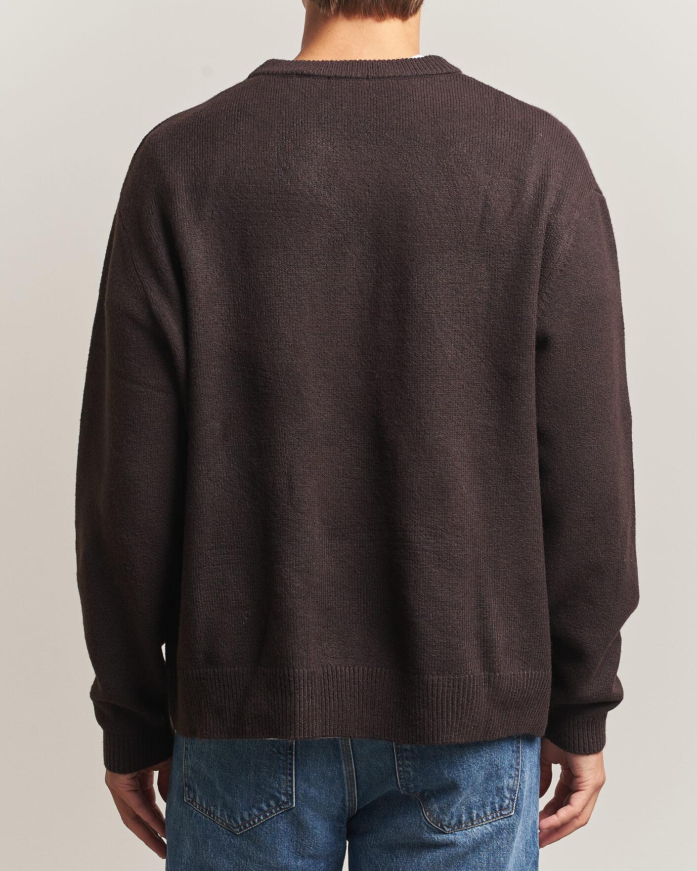 Herre | Gensere | KnowledgeCotton Apparel | Knitted Crewneck Chocolate Tort