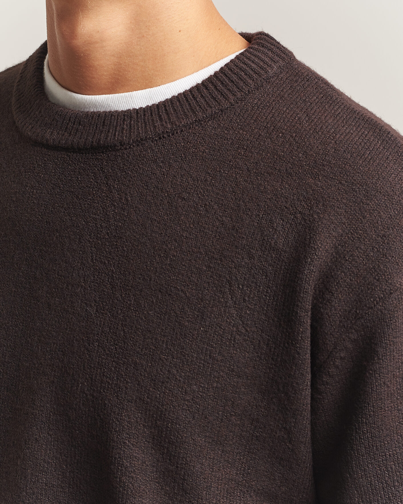 Herre | Gensere | KnowledgeCotton Apparel | Knitted Crewneck Chocolate Tort