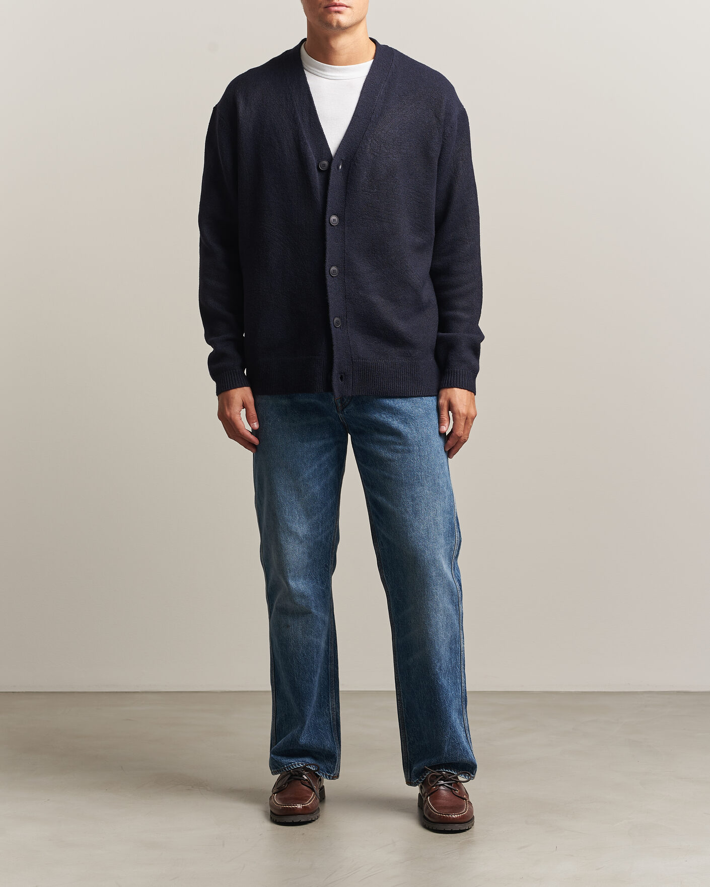 Herre | Gensere | KnowledgeCotton Apparel | Knitted Cardigan Night Sky