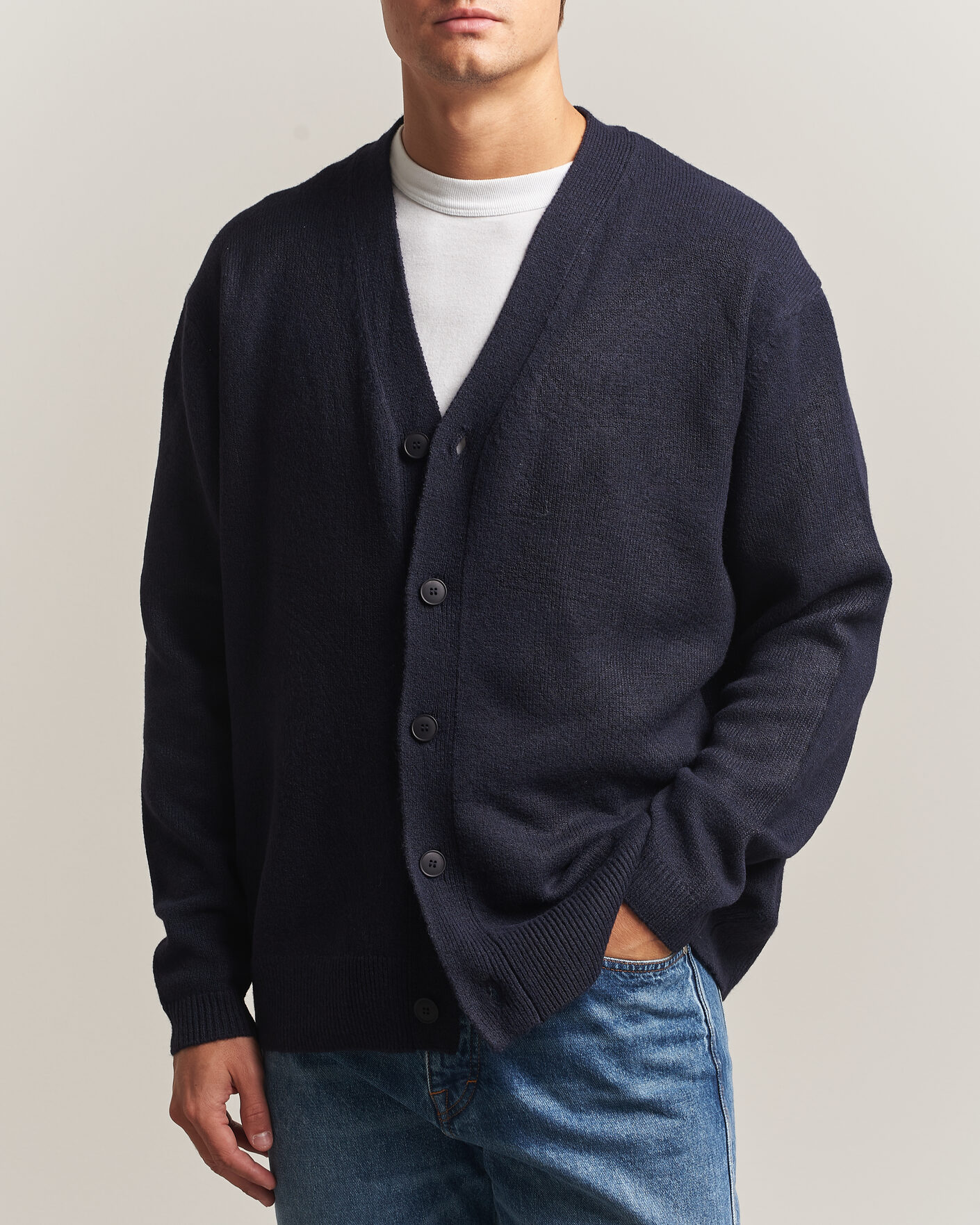 Herre | Gensere | KnowledgeCotton Apparel | Knitted Cardigan Night Sky