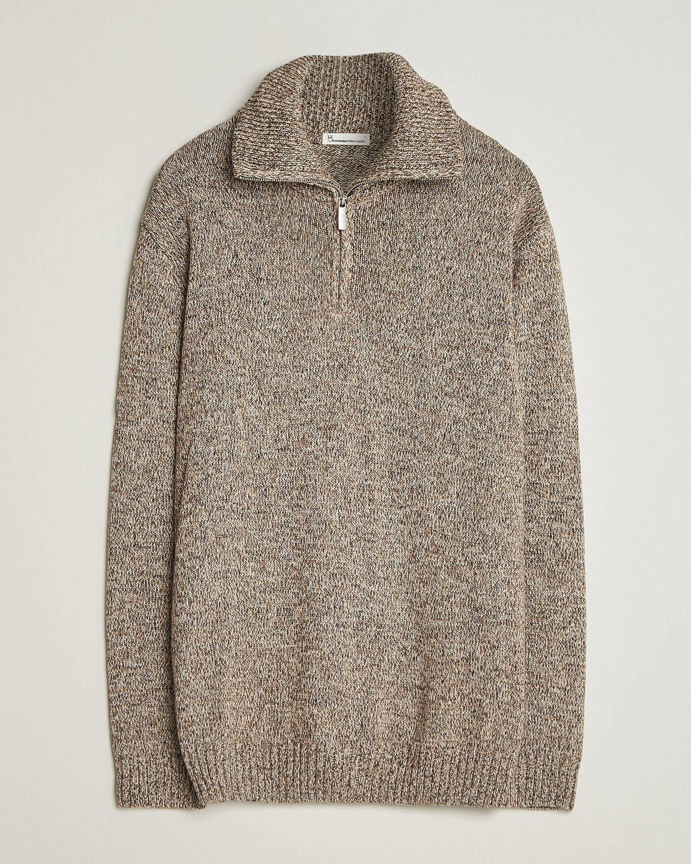 Herre | Gensere | KnowledgeCotton Apparel | Heavy Knitted Half Zip Brown