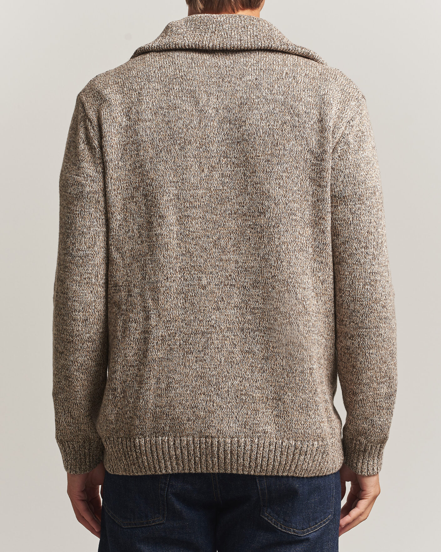 Herre | Gensere | KnowledgeCotton Apparel | Heavy Knitted Half Zip Brown
