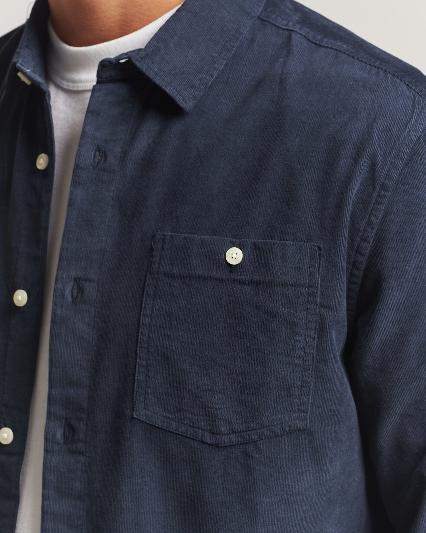 Herre | Skjorter | KnowledgeCotton Apparel | Regular Fit Cord Shirt Night Sky